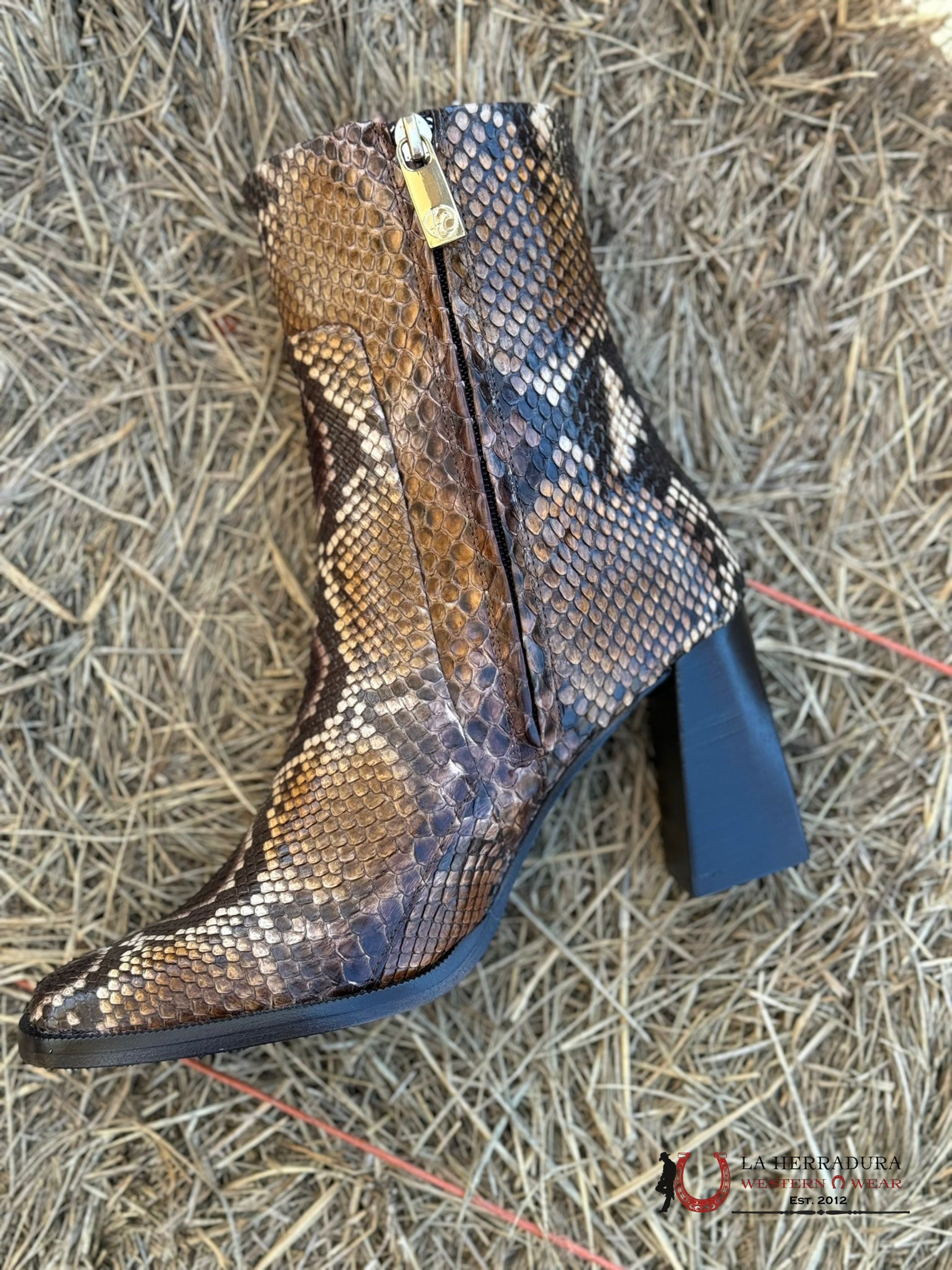 Franco Cuadra Short Boot Python Ret Honey Miel Botas Mujeres