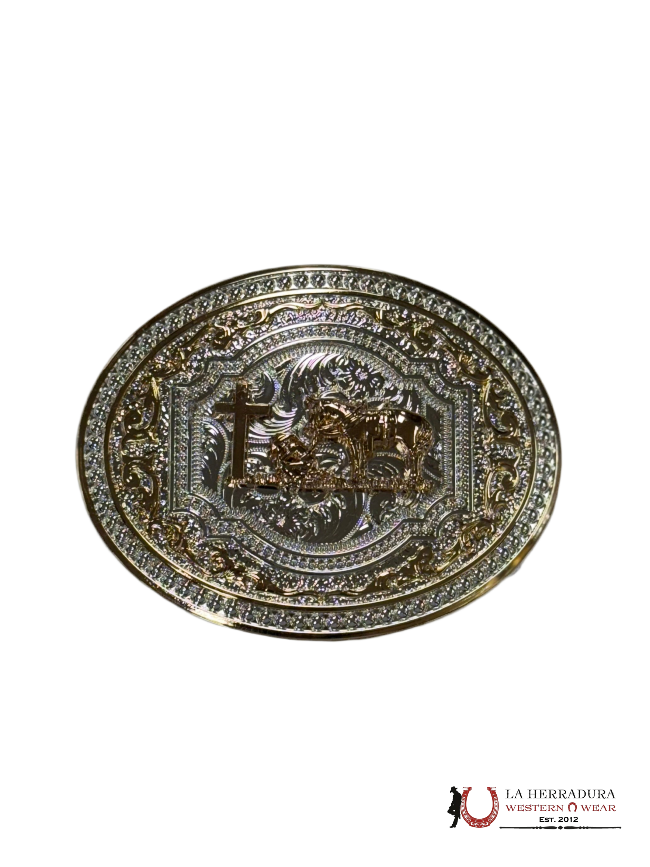 GINETE GOLD AND SILVER DETAILS ROUND BUCKLE ACCESORIOS