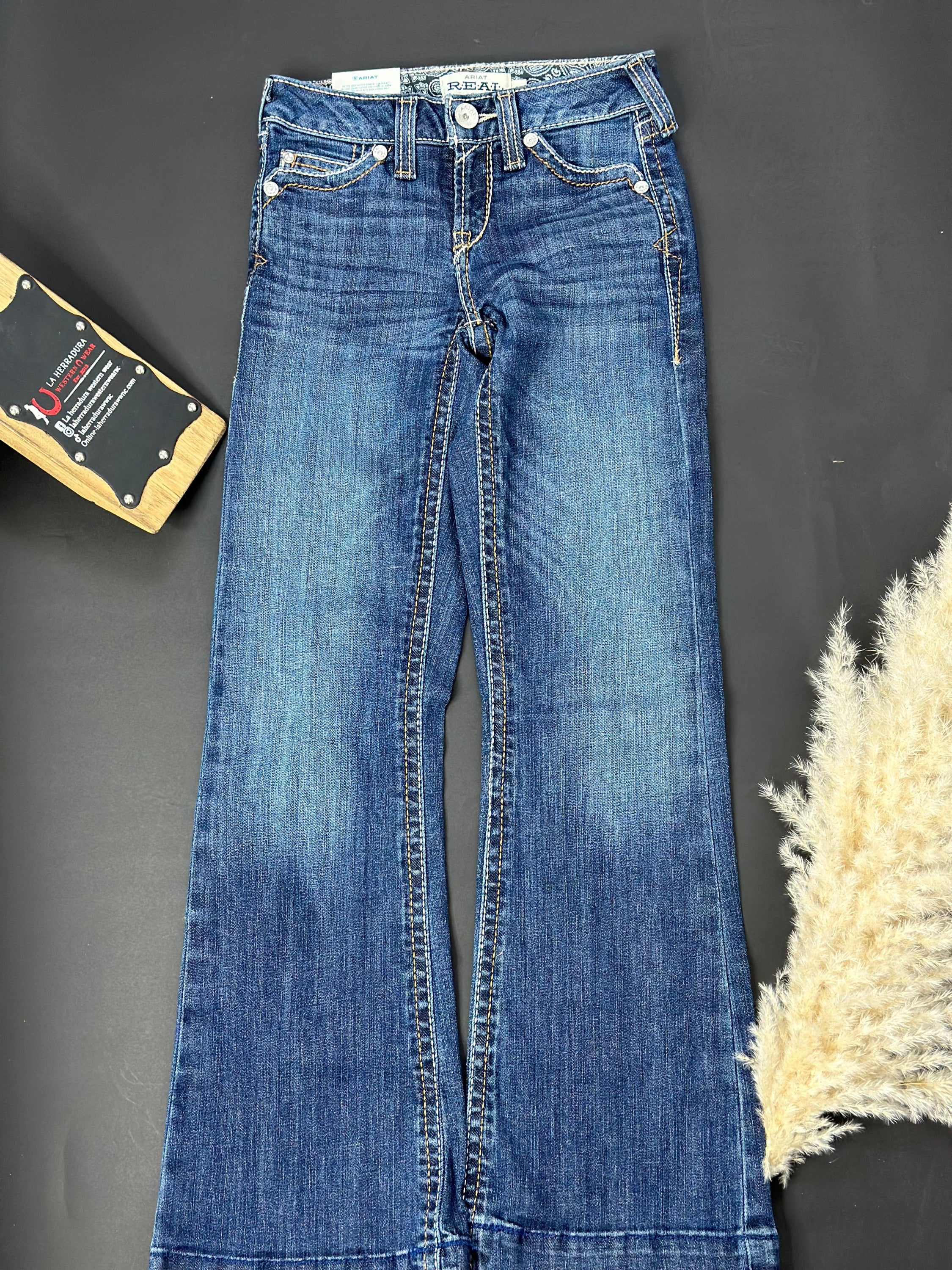 Girls Ariat Real Pacific Trouser Dark Wash Jean Niños