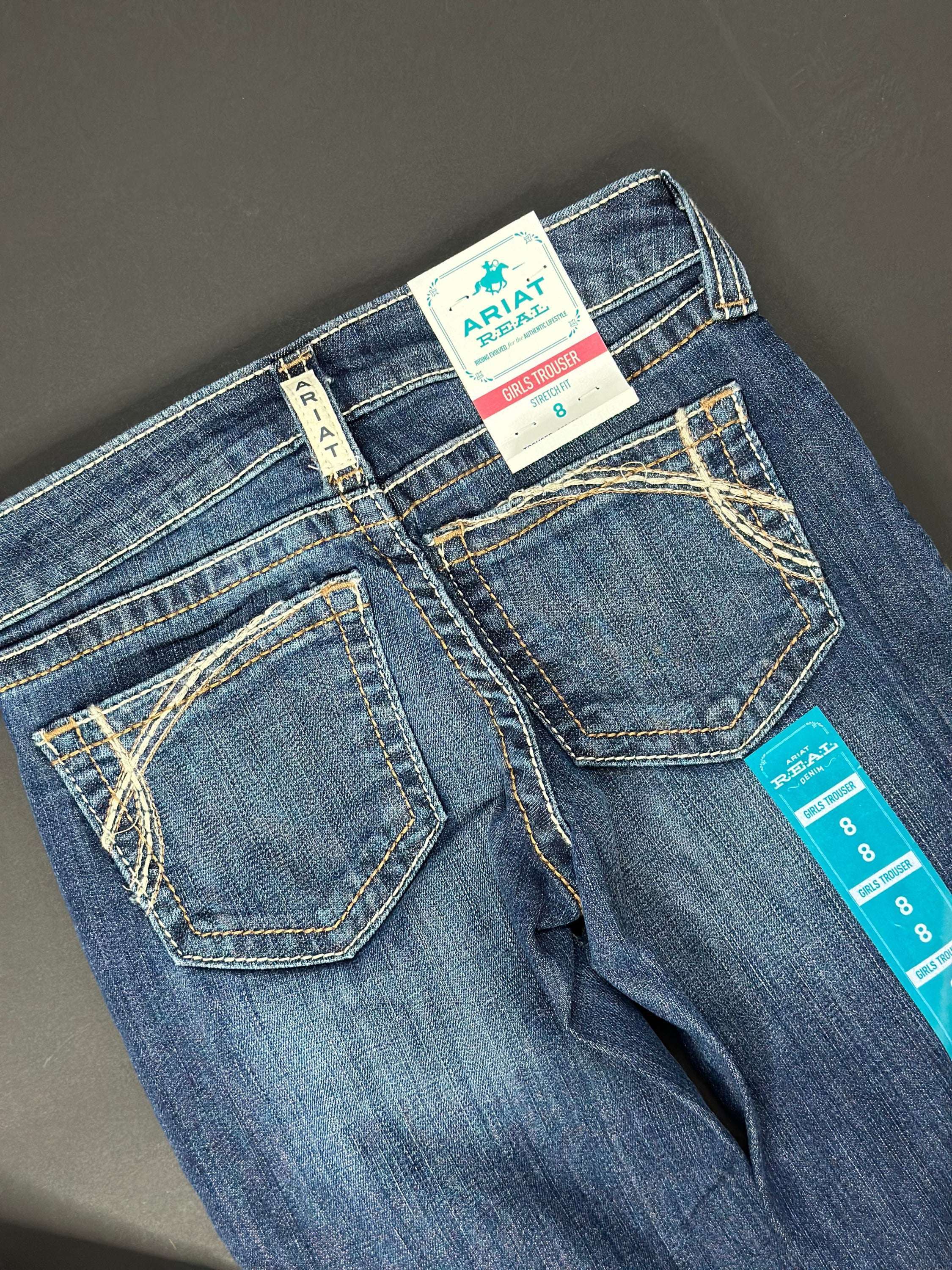Girls Ariat Real Pacific Trouser Dark Wash Jean Niños