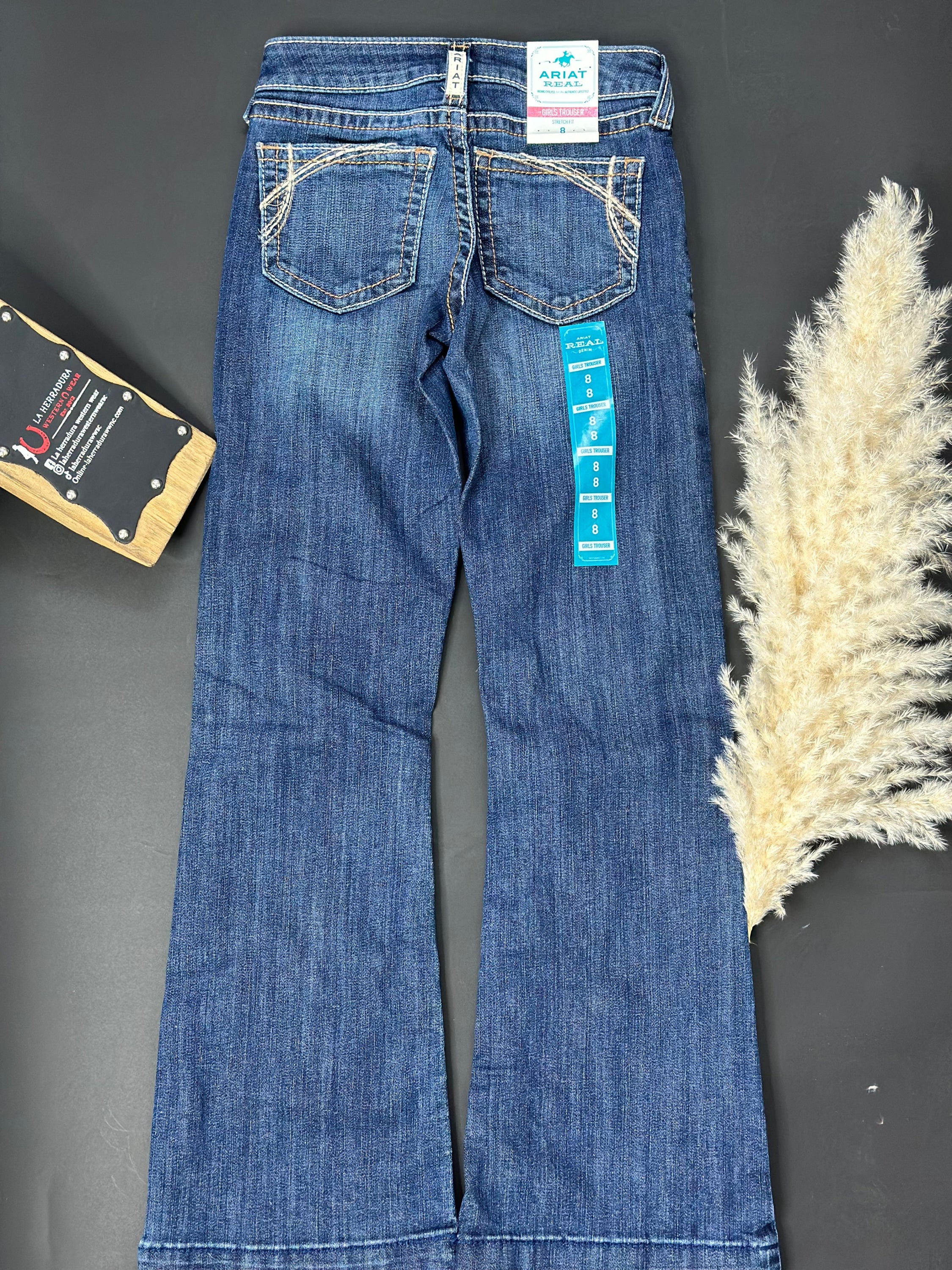 Girls Ariat Real Pacific Trouser Dark Wash Jean Niños