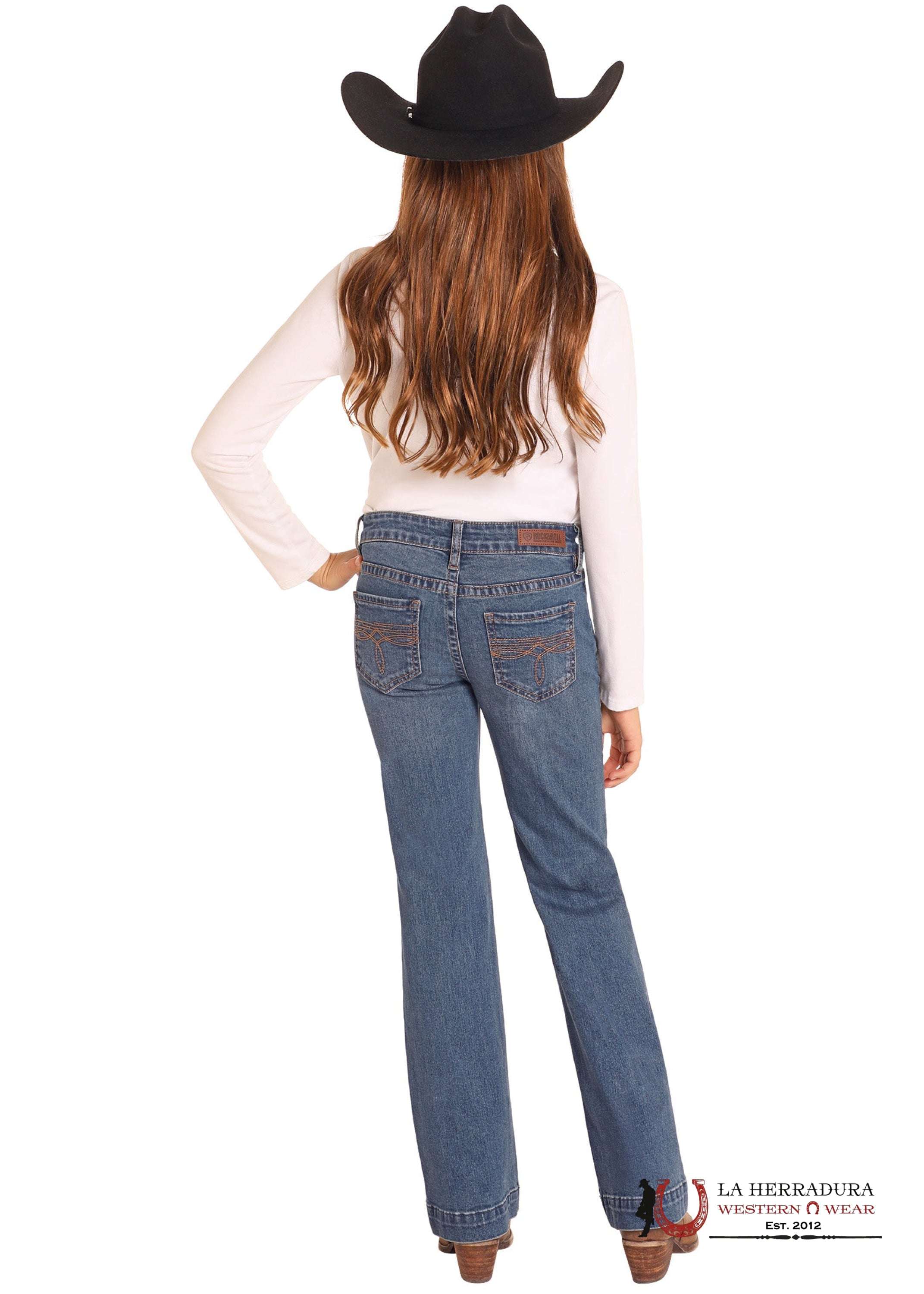 GIRLS JEAM ROCK&ROLL BOOT STITCH EMB TROUSER Medium Vintage BG5MD04929 NIÑOS