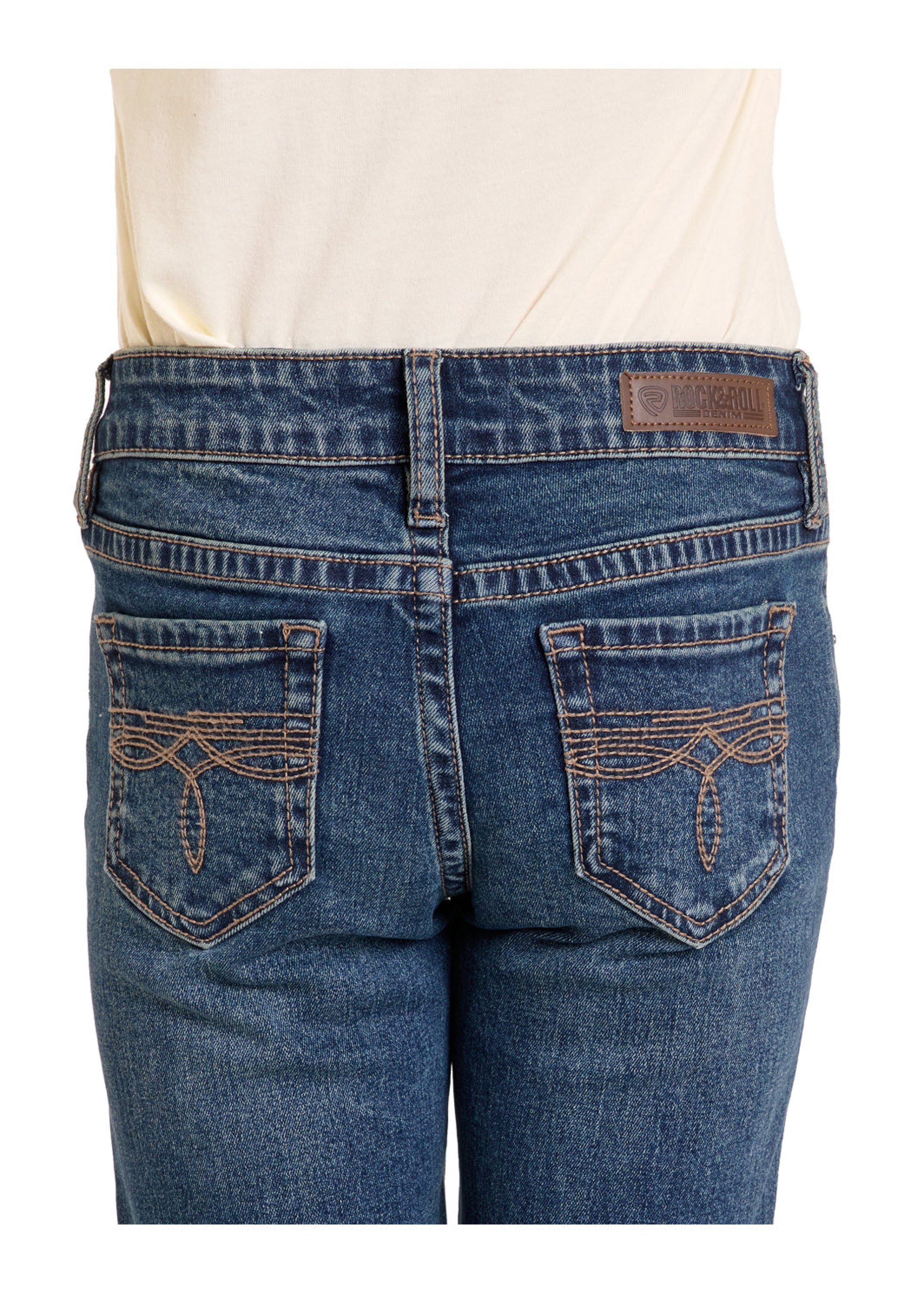 GIRLS JEANS ROCK&ROLL MEDIUM WASH BOOT STITCH EMB BOOTCUT BG4MD06419 NIÑOS