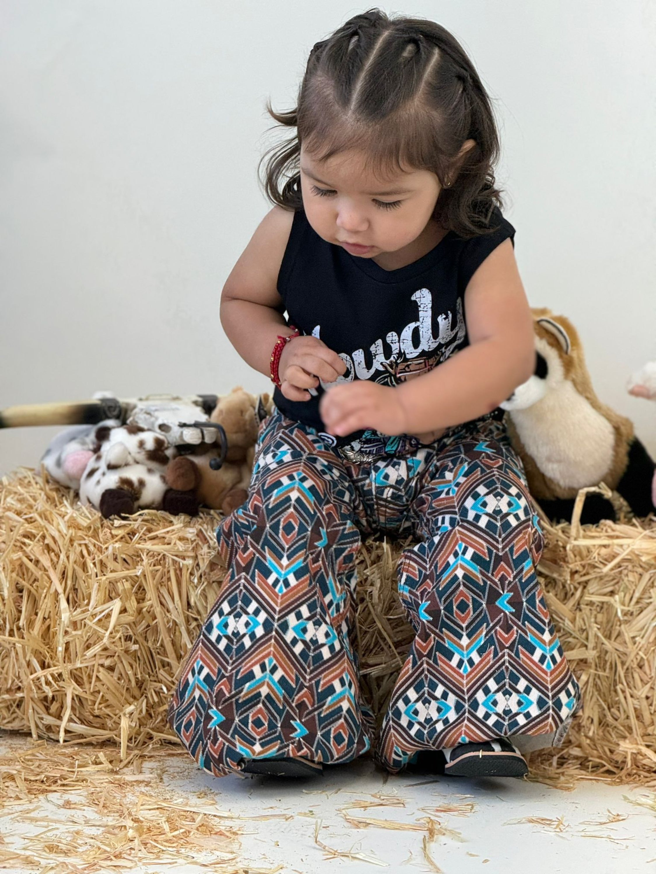 Girls Rock & Roll Brown Patch Bell Bottom Niños