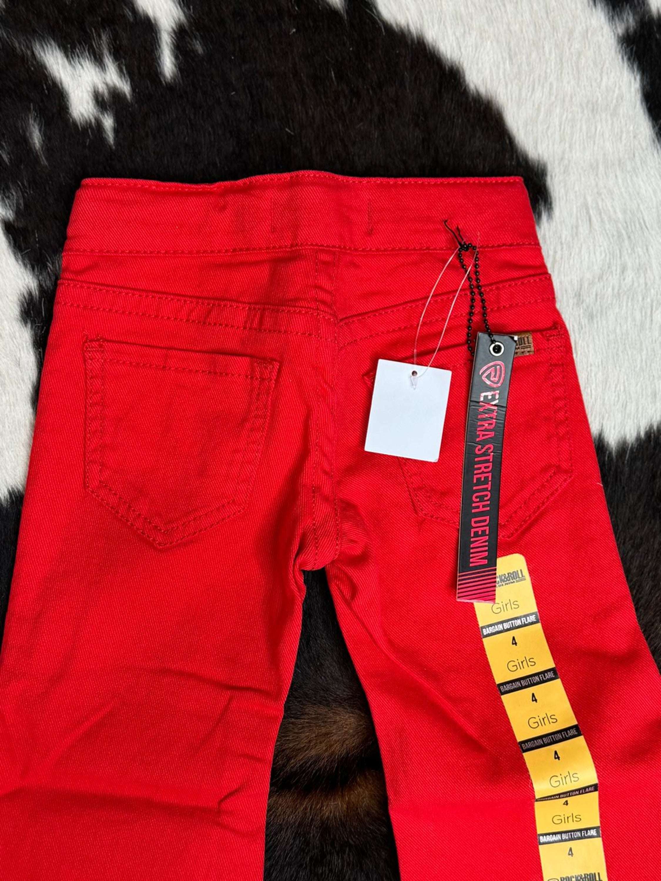 Girls Rock & Roll Hot Red Button Flare Niños