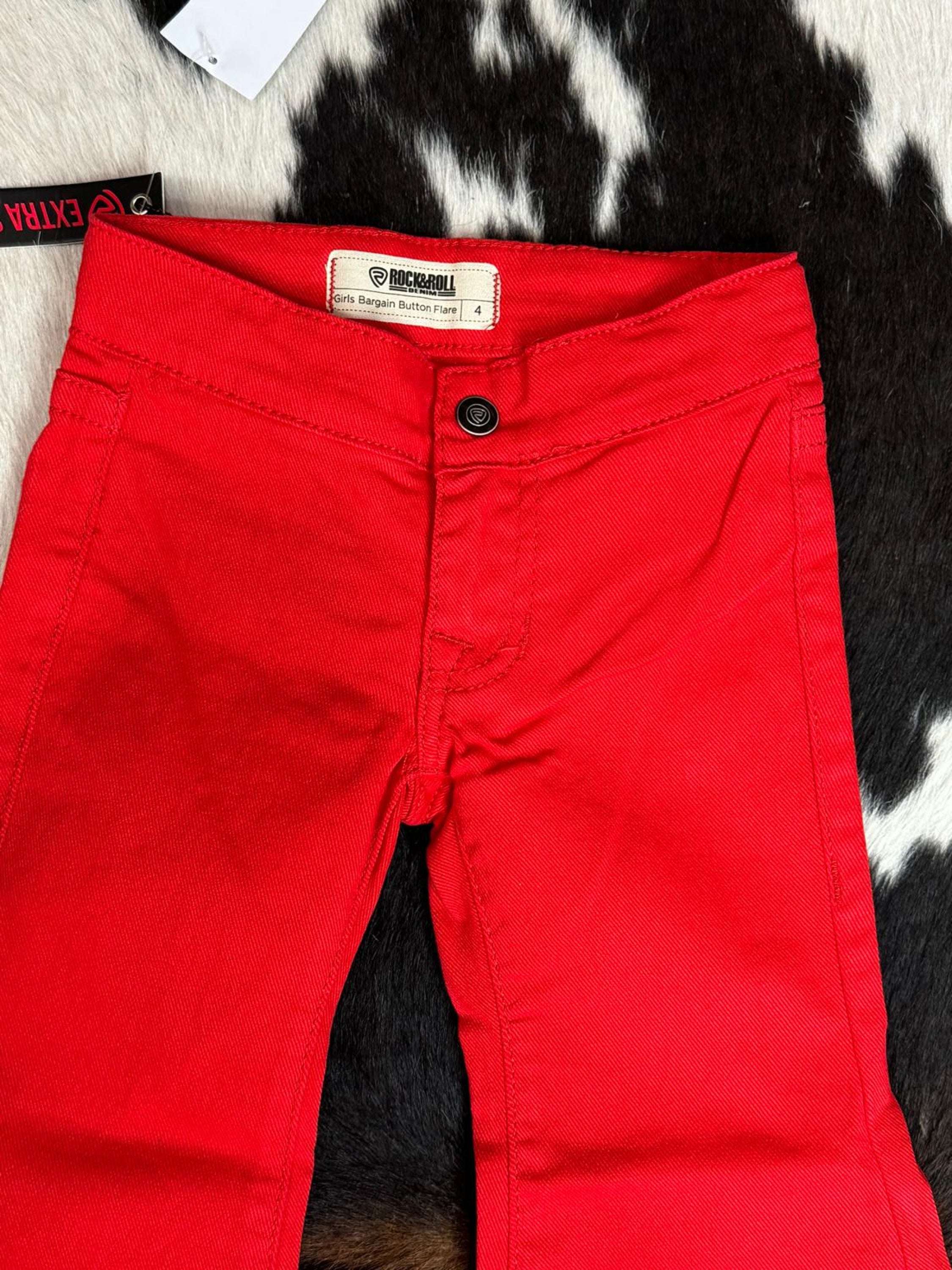 Girls Rock & Roll Hot Red Button Flare Niños