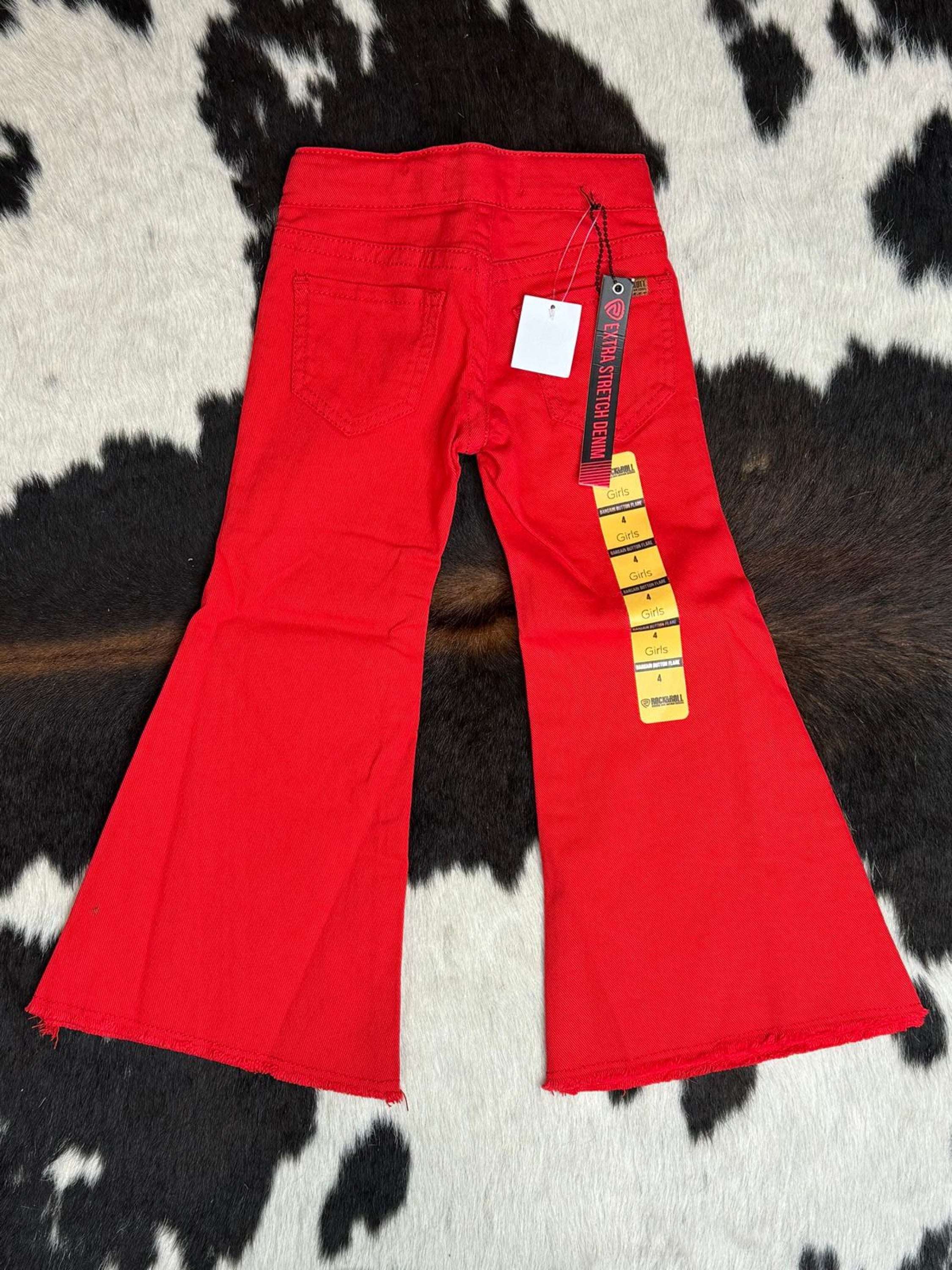 Girls Rock & Roll Hot Red Button Flare Niños
