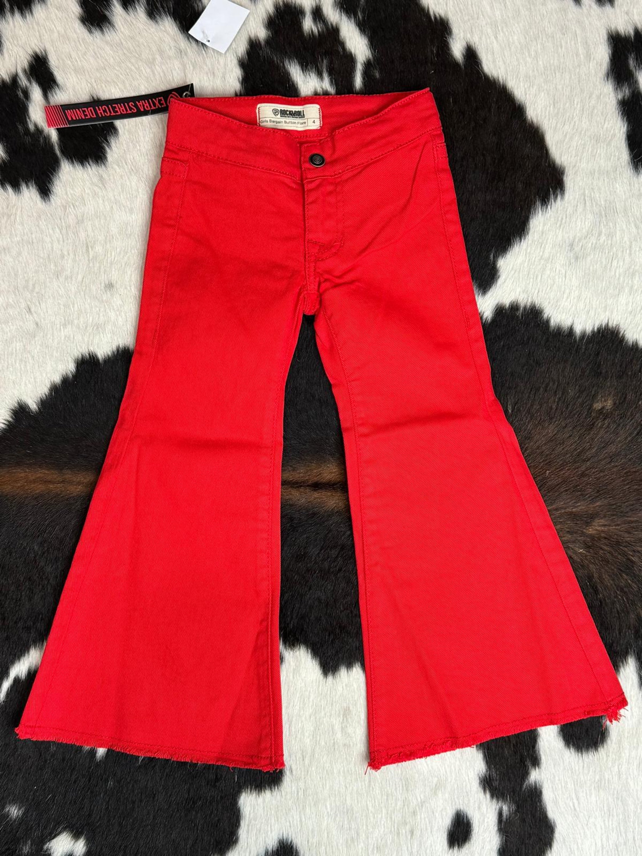 Girls Rock & Roll Hot Red Button Flare Niños