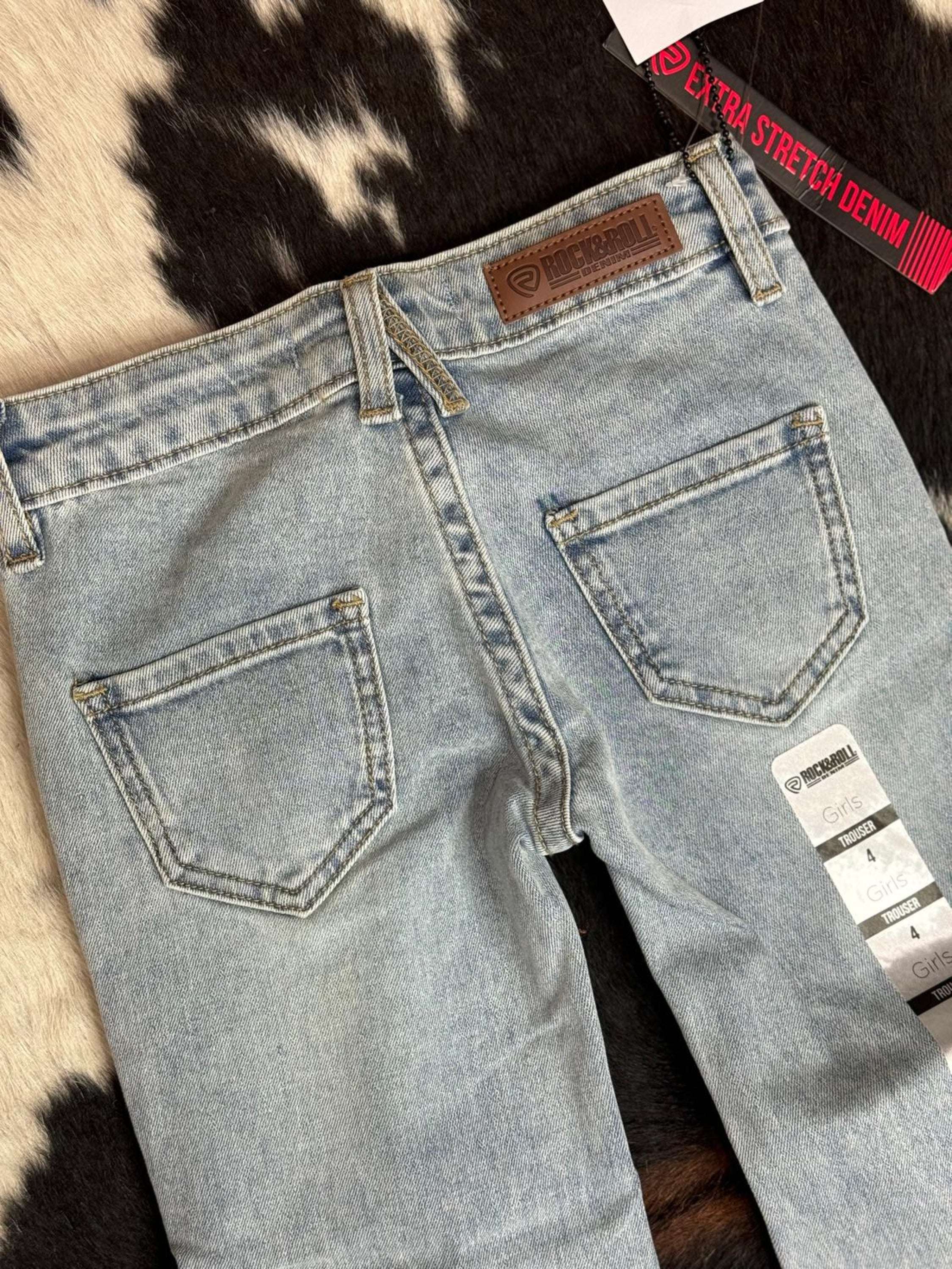 Girls Rock & Roll Light Wash Smile Pocket Trouser Niños