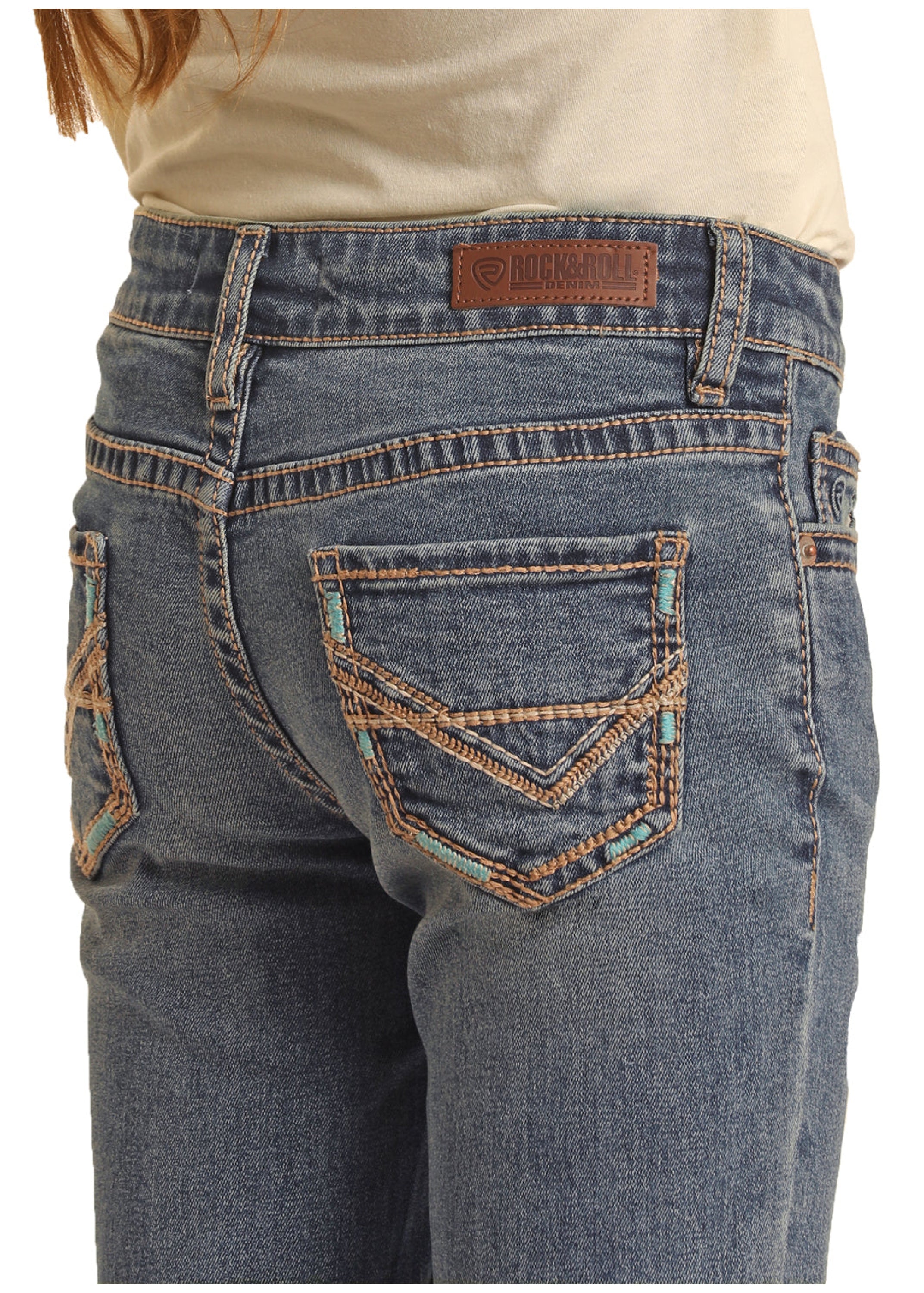 GIRLS ROCK & ROLL MEDIUM VINTAGE PETAL STITCH EMB MID RISE BOOTCUT BG4MD02553 NIÑOS