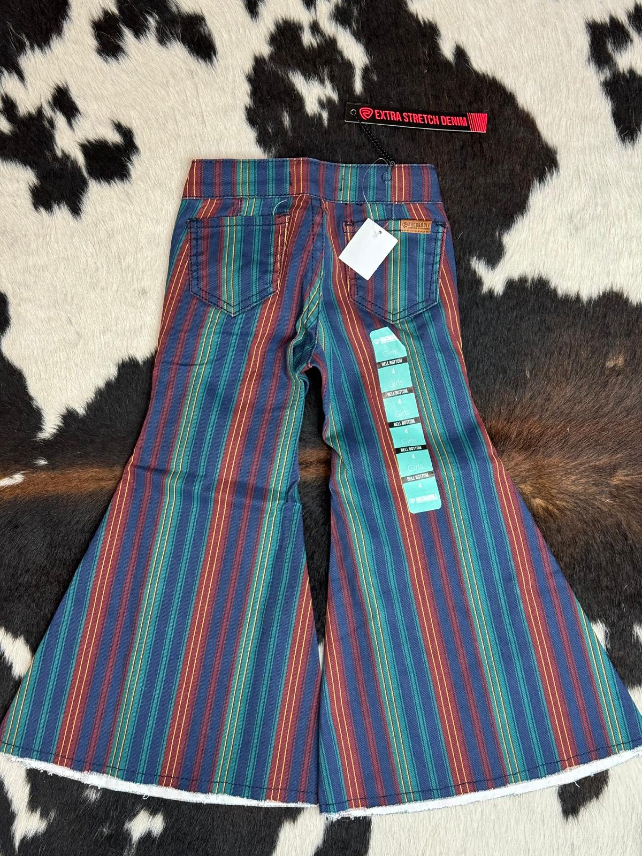 Girls Rock & Roll Navy Multi Color Stripe Niños