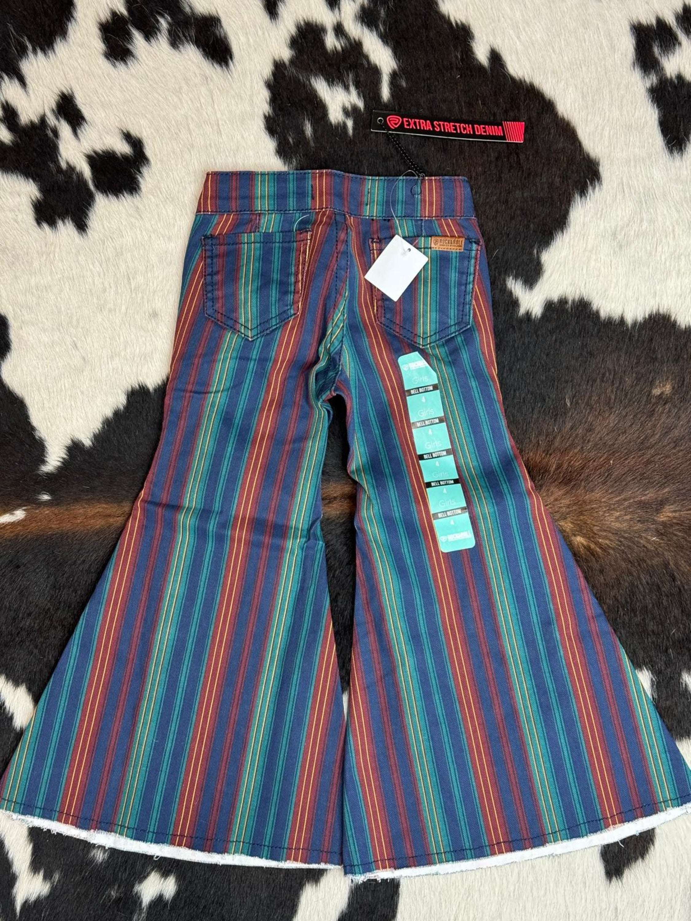 Girls Rock & Roll Navy Multi Color Stripe Niños