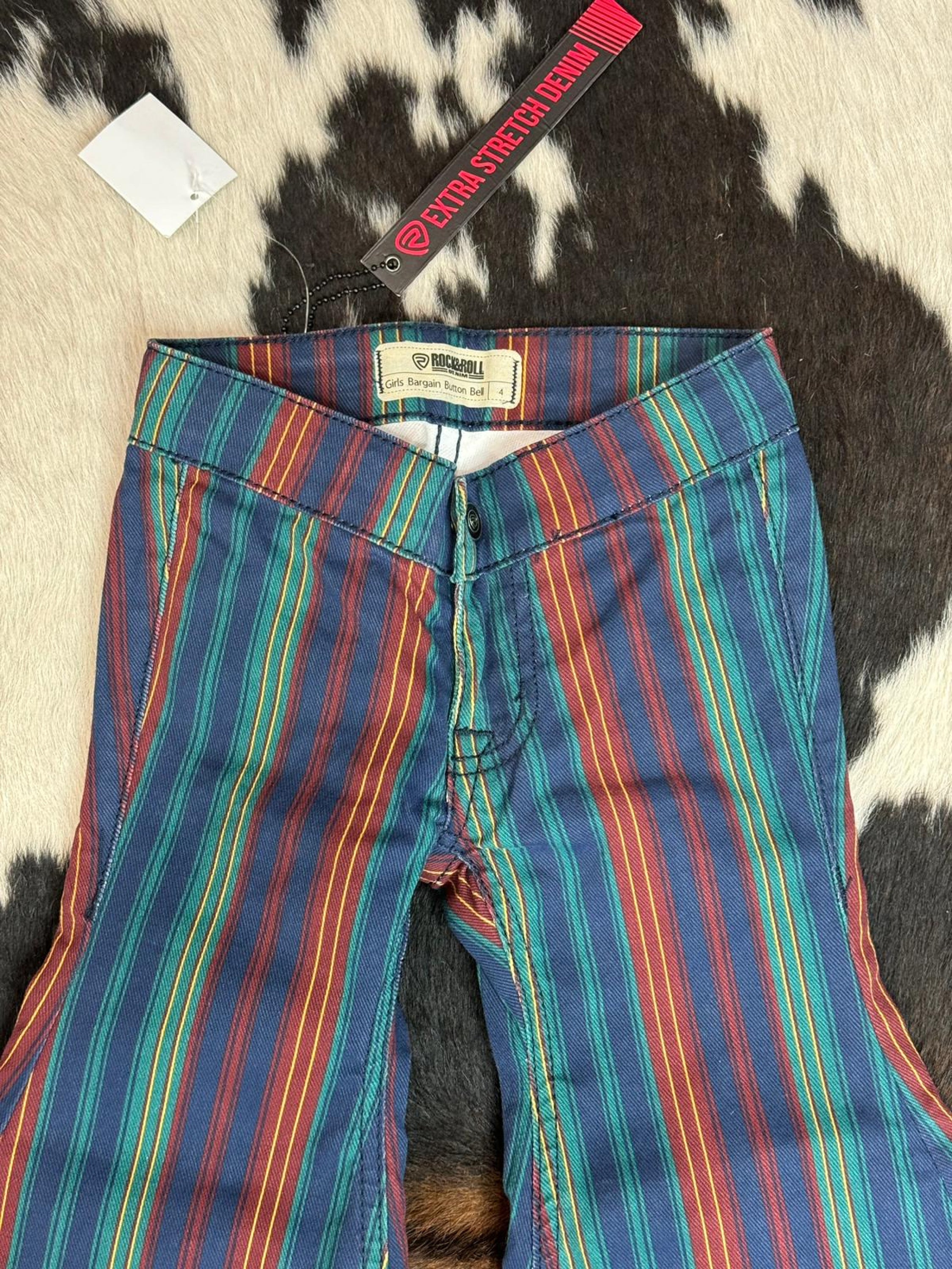 Girls Rock & Roll Navy Multi Color Stripe Niños