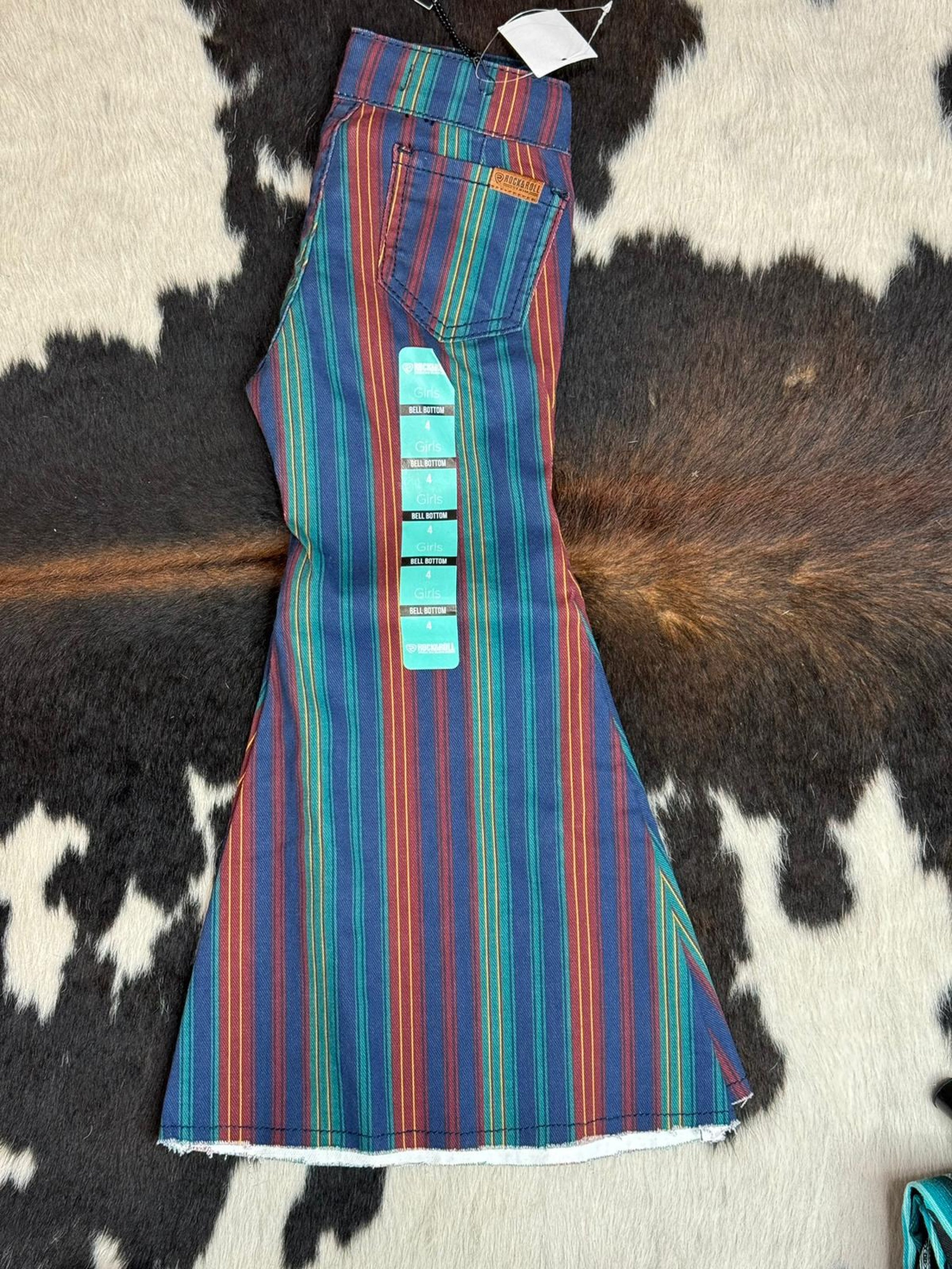 Girls Rock & Roll Navy Multi Color Stripe Niños