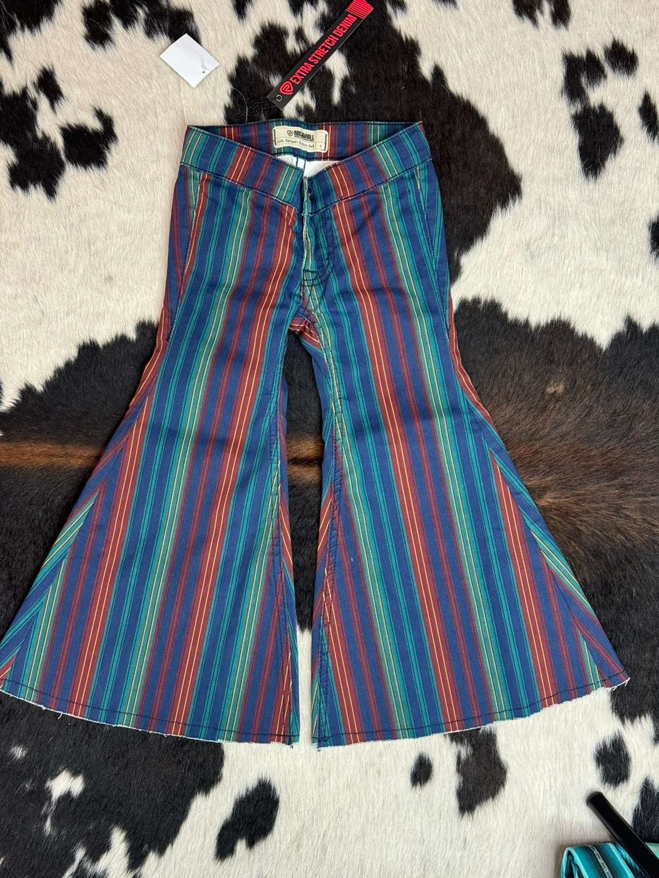 Girls Rock & Roll Navy Multi Color Stripe Niños