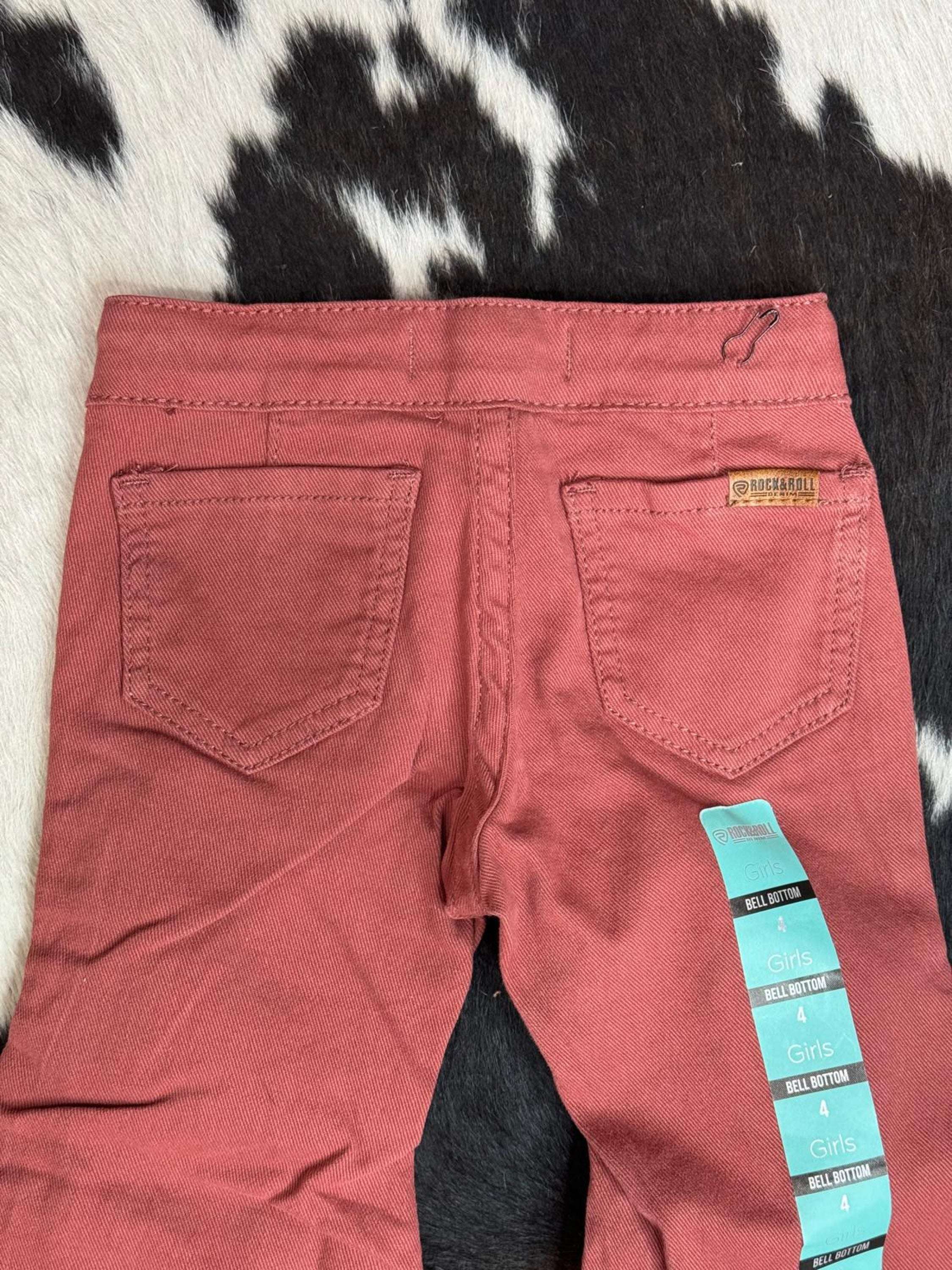 Girls Rock & Roll Rose/Mauve Rosy Brown Bell Bottom Niños