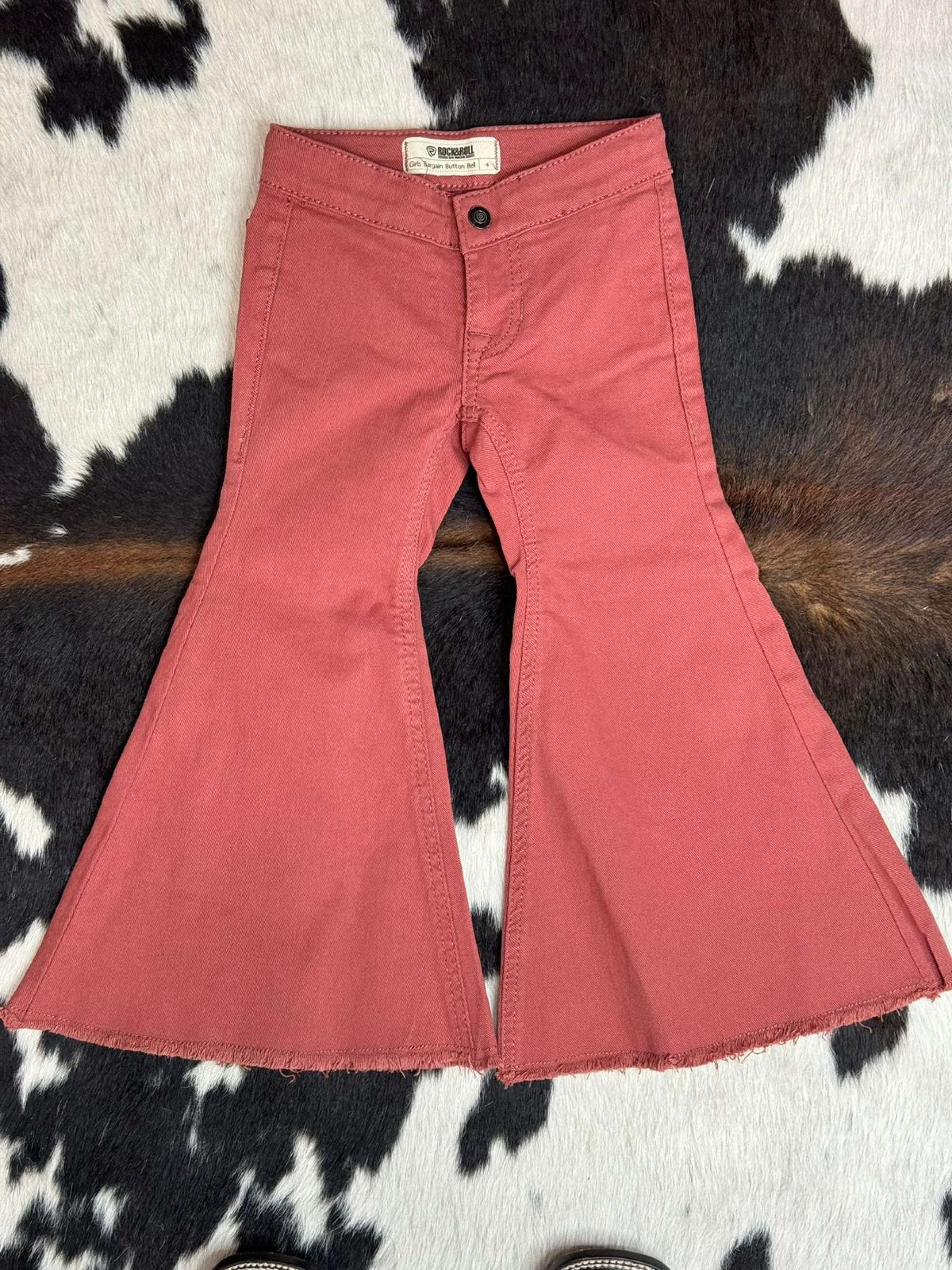 Girls Rock & Roll Rose/Mauve Rosy Brown Bell Bottom Niños