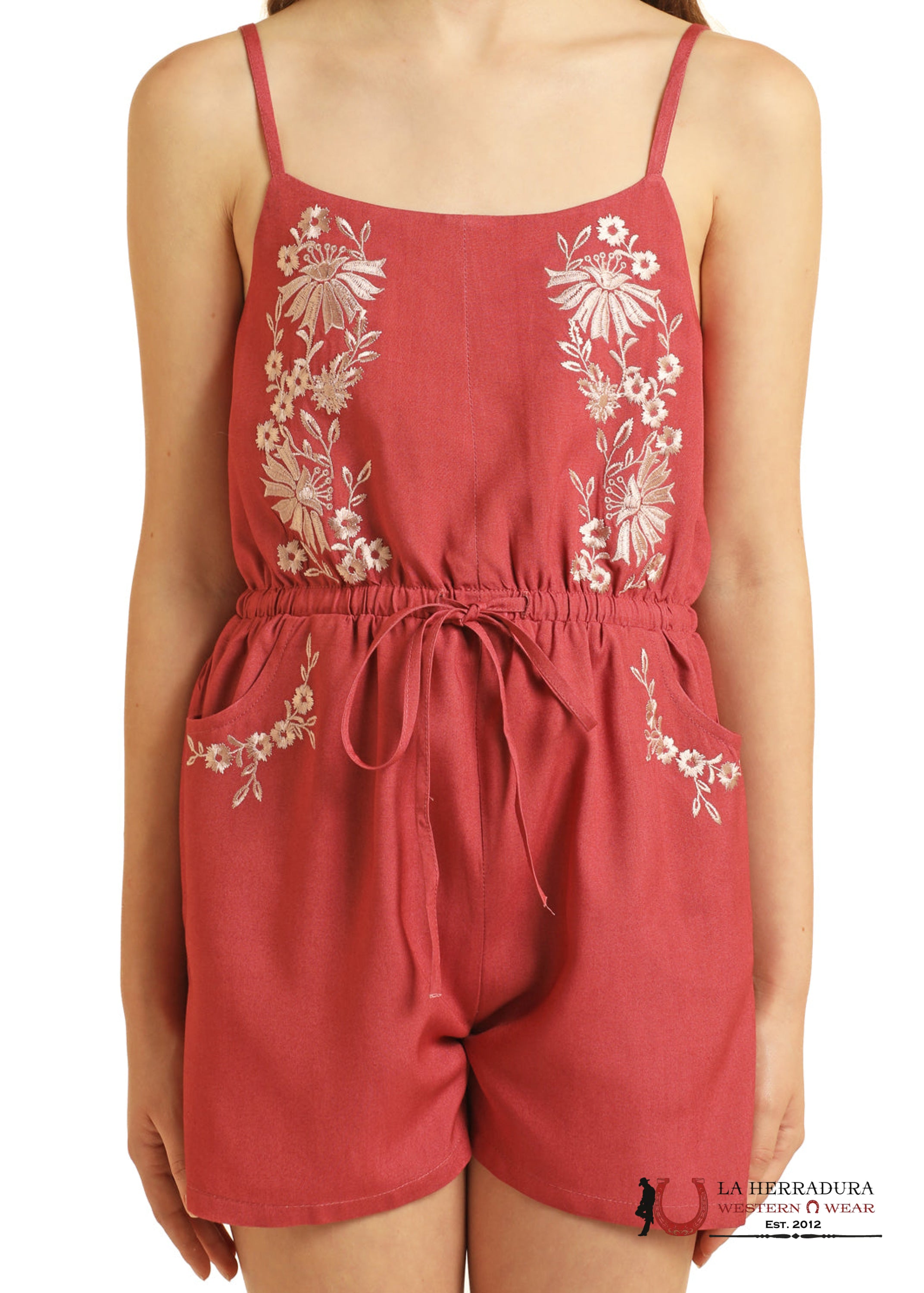 WOMEN’S ROSE/MAUVE EMBROIDERED ROMPER - BGR2J03919 ROPA MUJERES