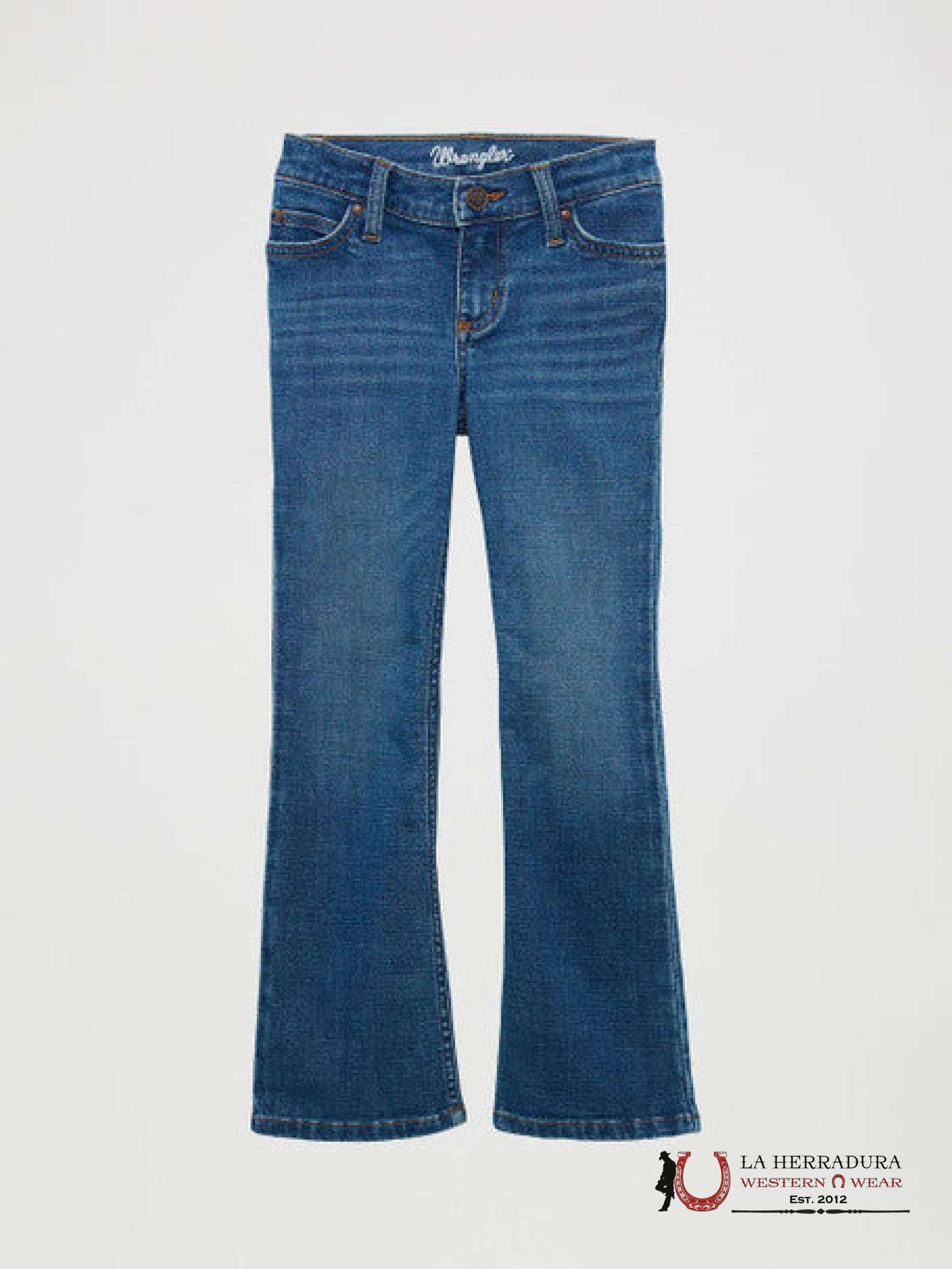 GIRLS WRANGLER JEANS REG BOOTCUT BROWN AND WHITE SEAMS 112365046 NIÑOS