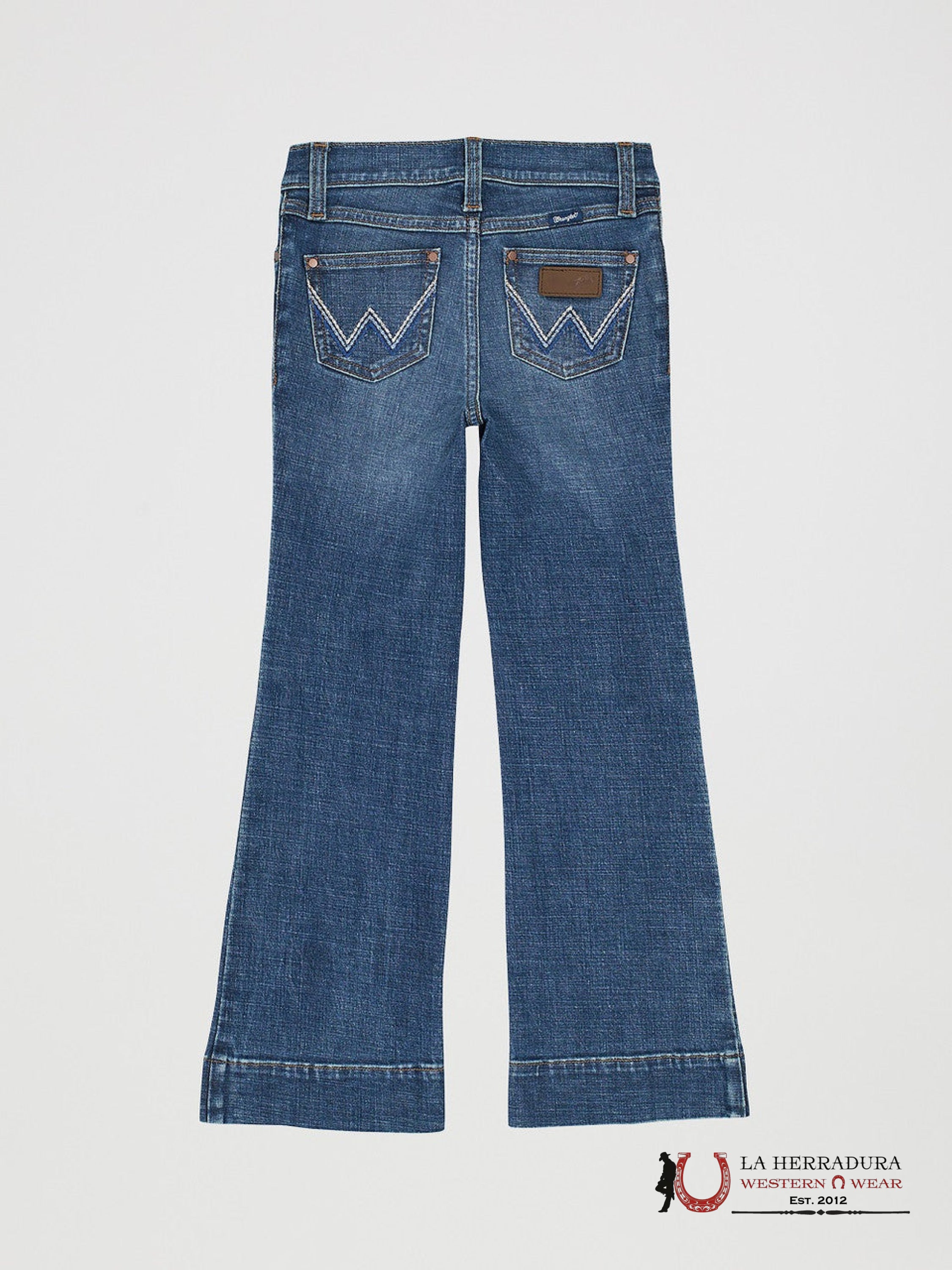 GIRLS WRANGLER JEANS REG TROUSER DARK DENIM WITH BLUE AND WHITE STITCHING 112367504 NIÑOS