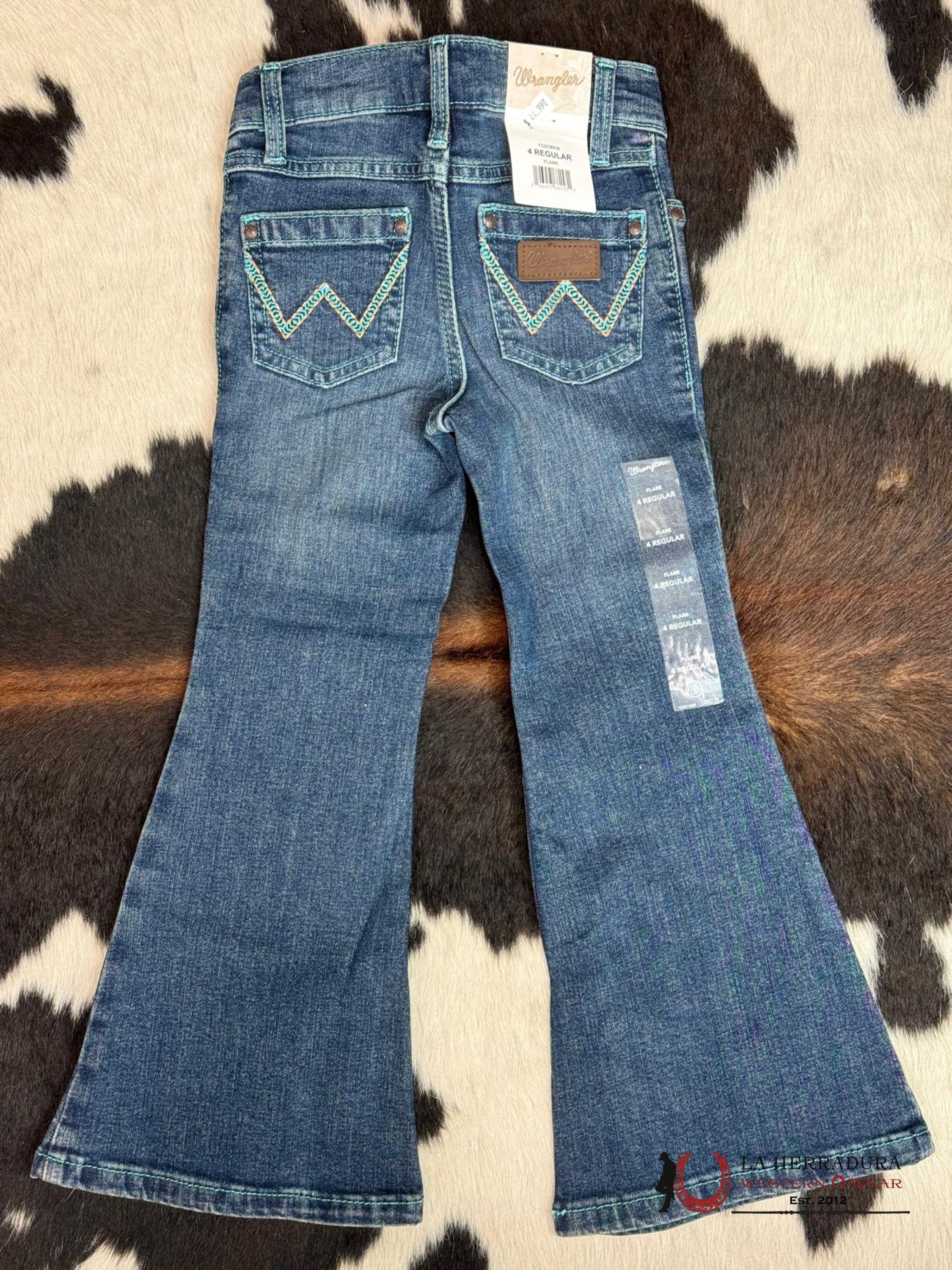 Girls Wrangler Regular Flare Blue Stitched Niños