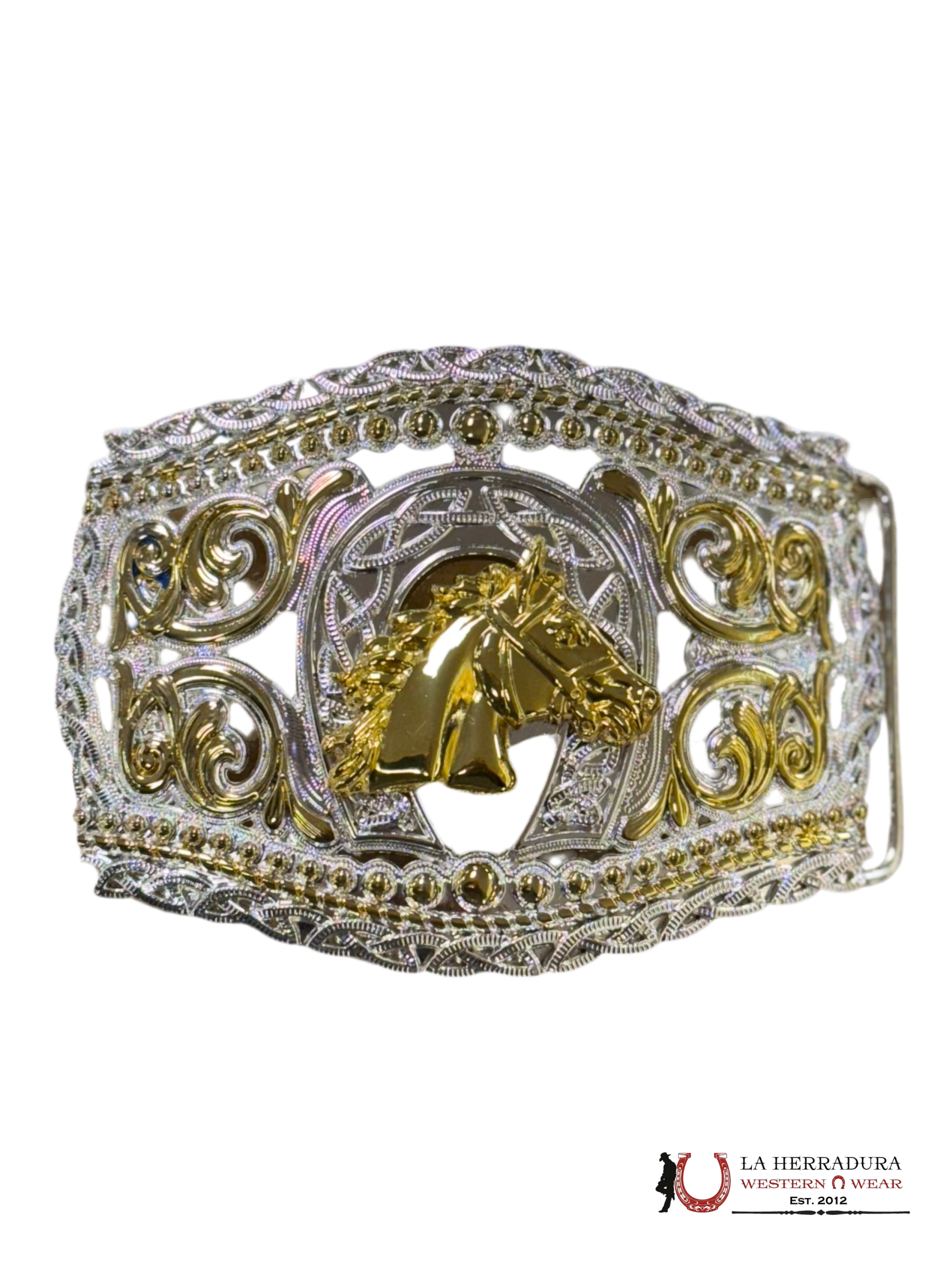 GOLD HORSE SILVER ROUND BUCKLE ACCESORIOS