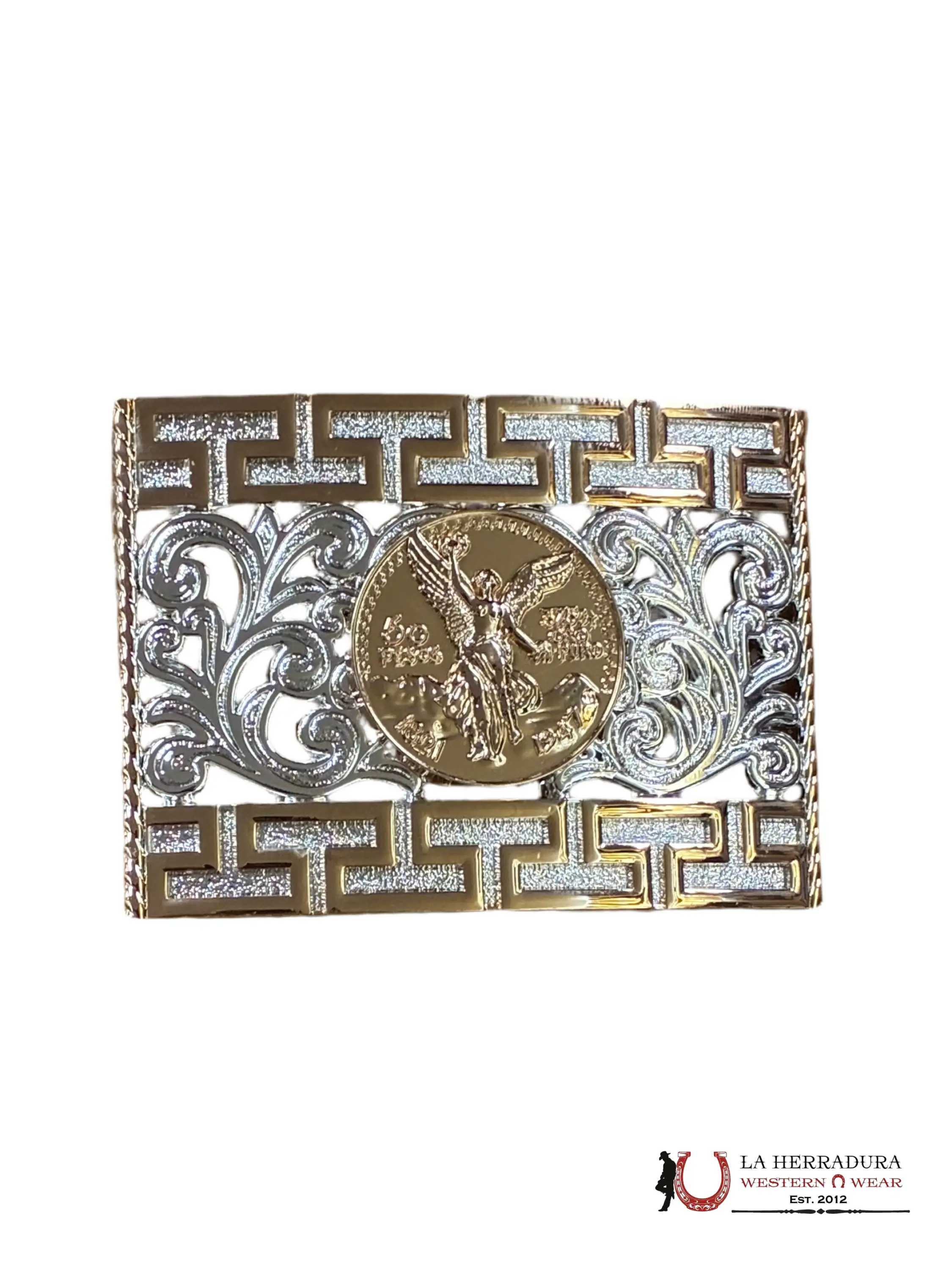 GOLD & SILVER 50 PESOS SQUARE BUCKLE