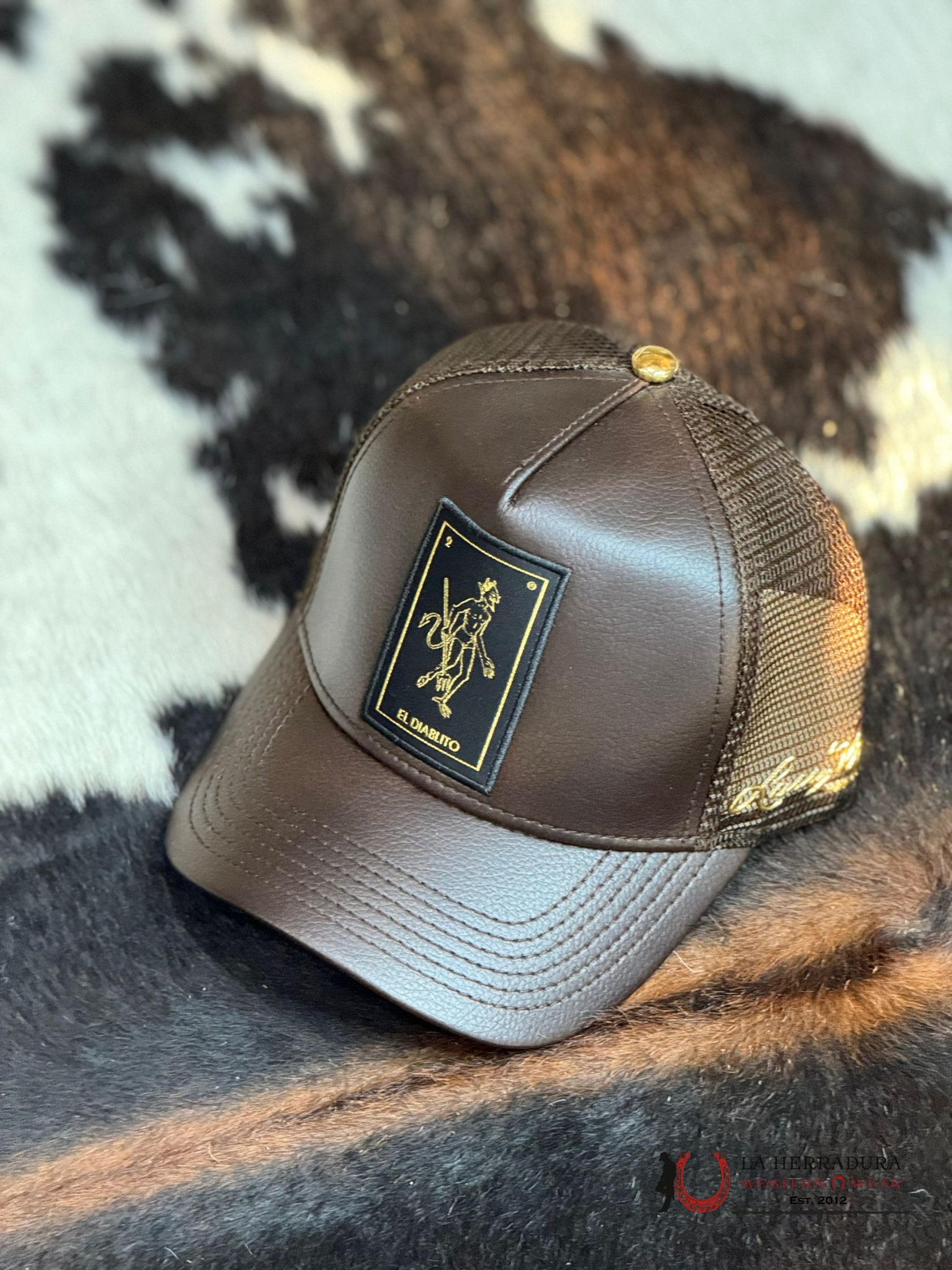 Gorra Cafe Loteria El Diablito Leather Caps Mens Gorras Hombres