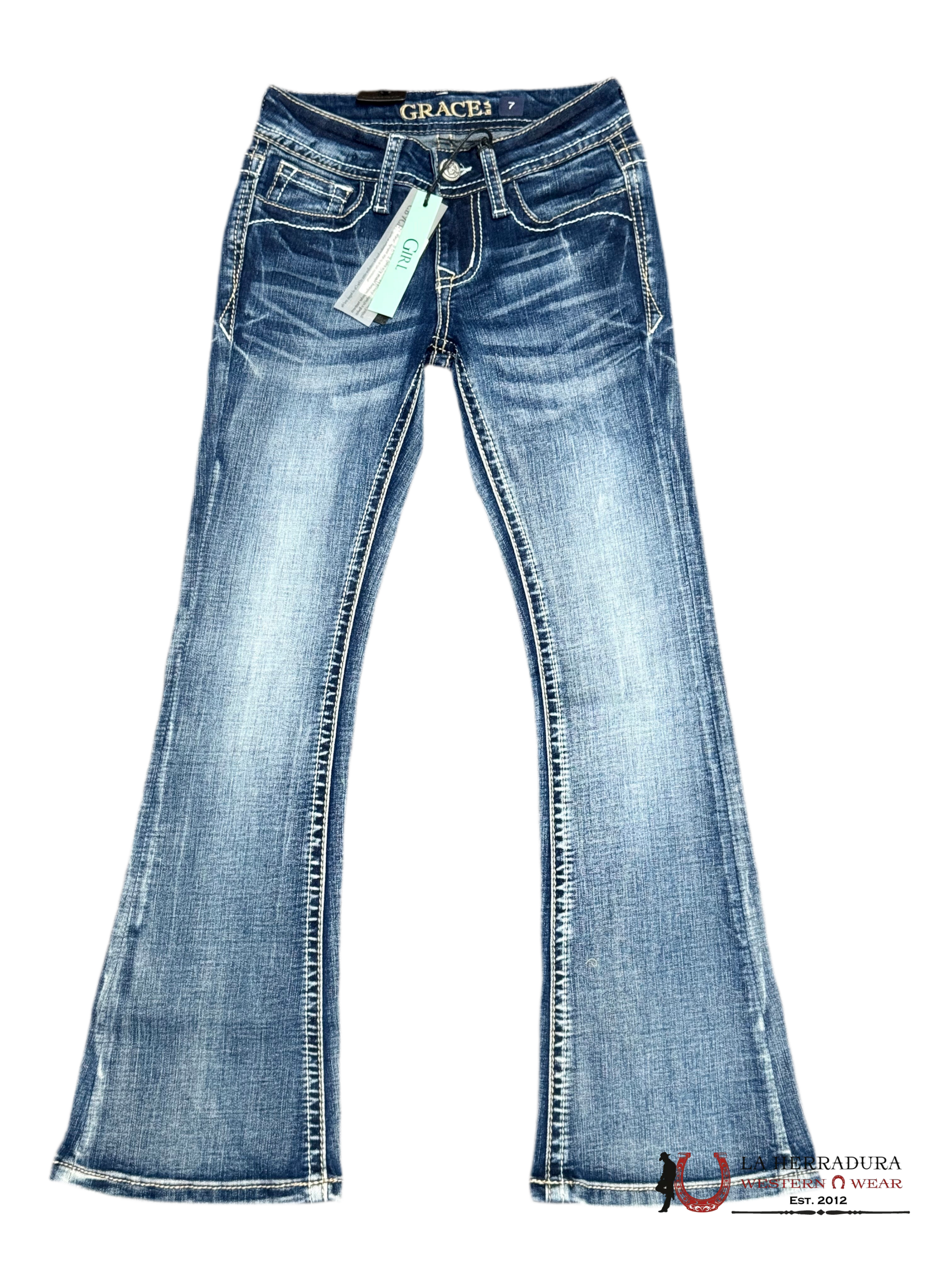 GRACE IN LA JEANS GIRL DARK WASH BOOCUT GB51719 NIÑOS