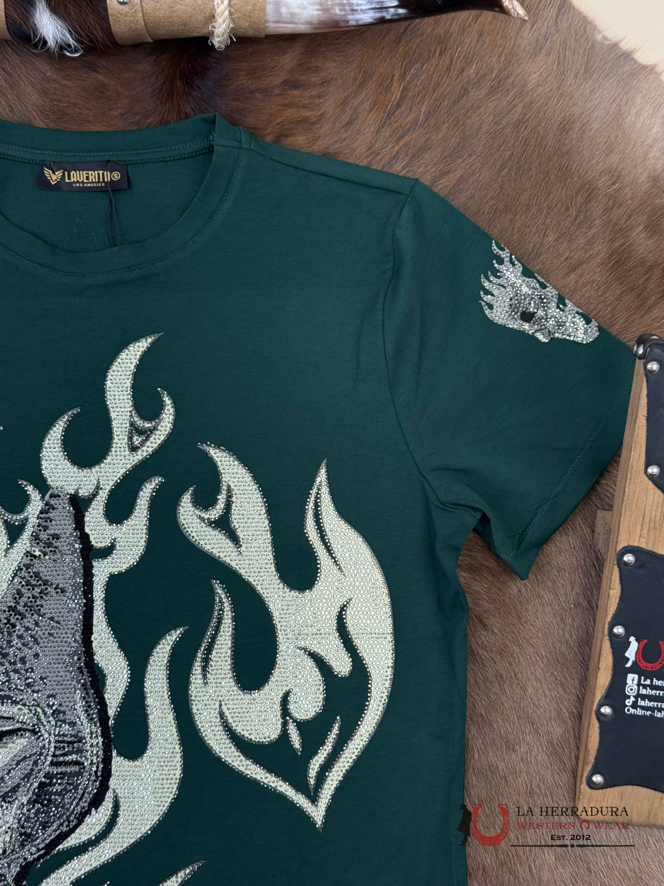 Green Short Sleeve Shirt Fighter Sparkles Men ROPA HOMBRES