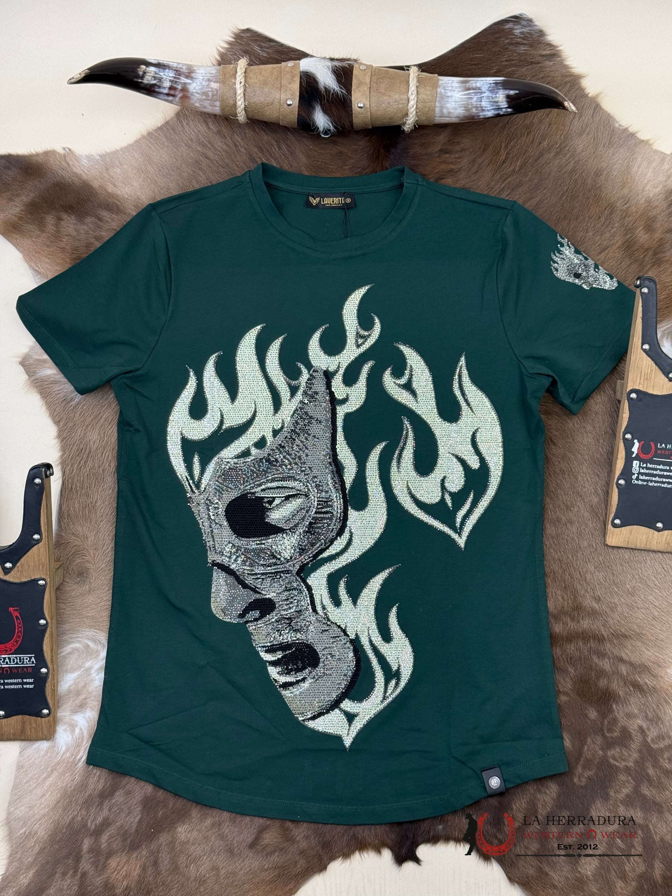 Green Short Sleeve Shirt Fighter Sparkles Men ROPA HOMBRES