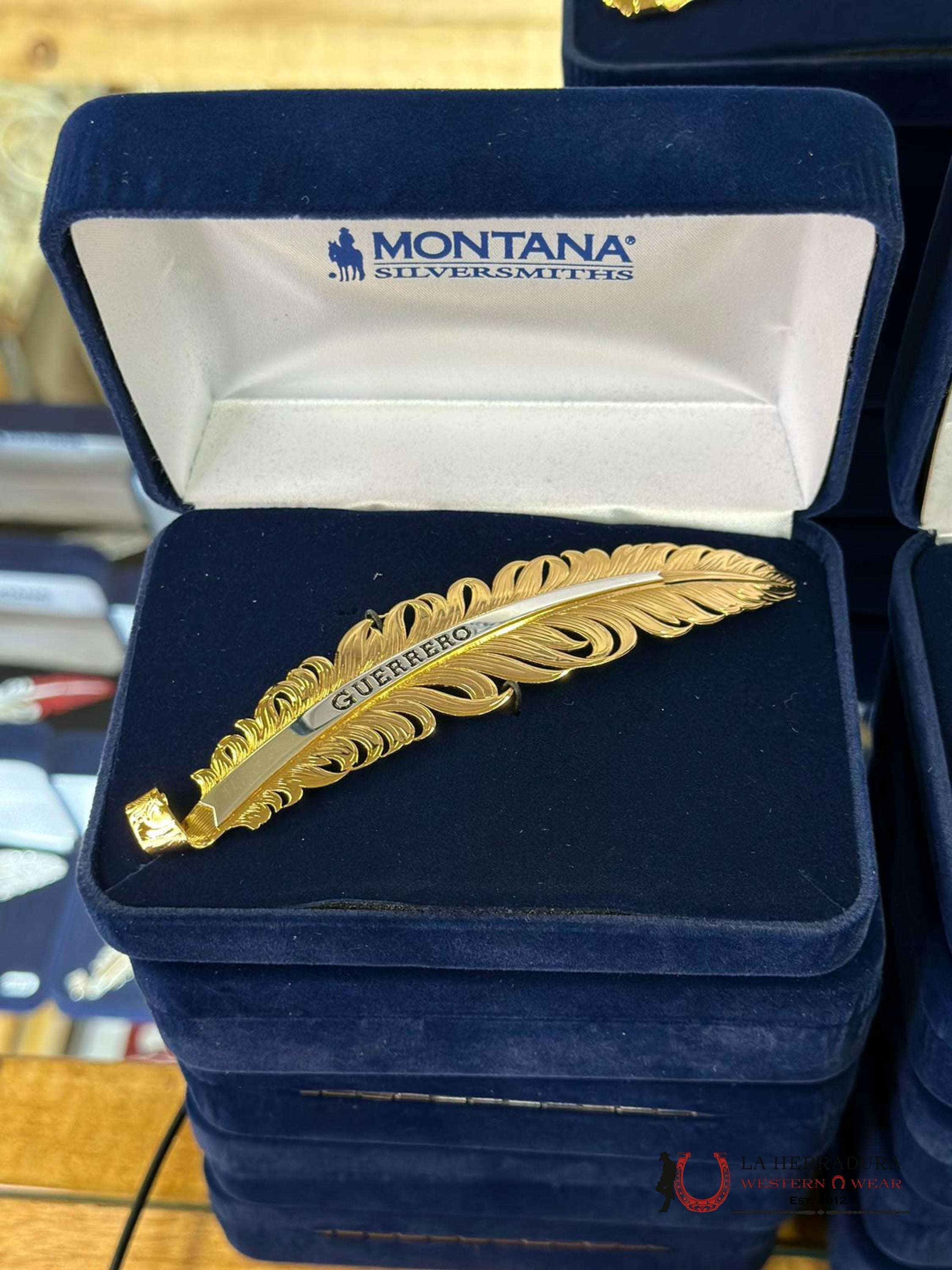 Montana Hat Feather Dorado Guerrero Accesorios