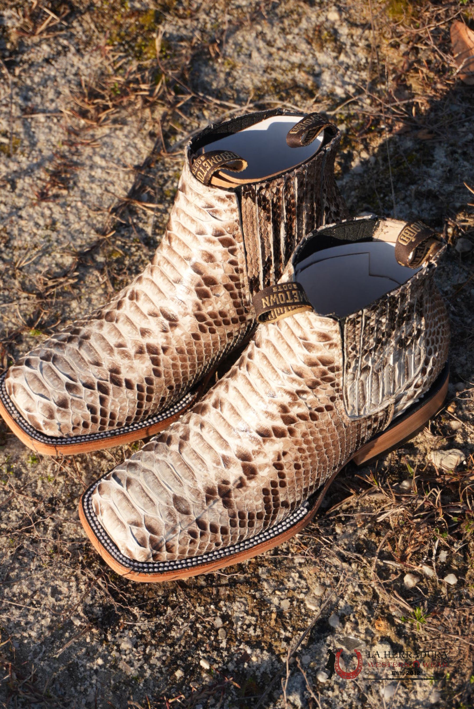 Hometown Python Natural Square Toe Botine BOTAS HOMBRES