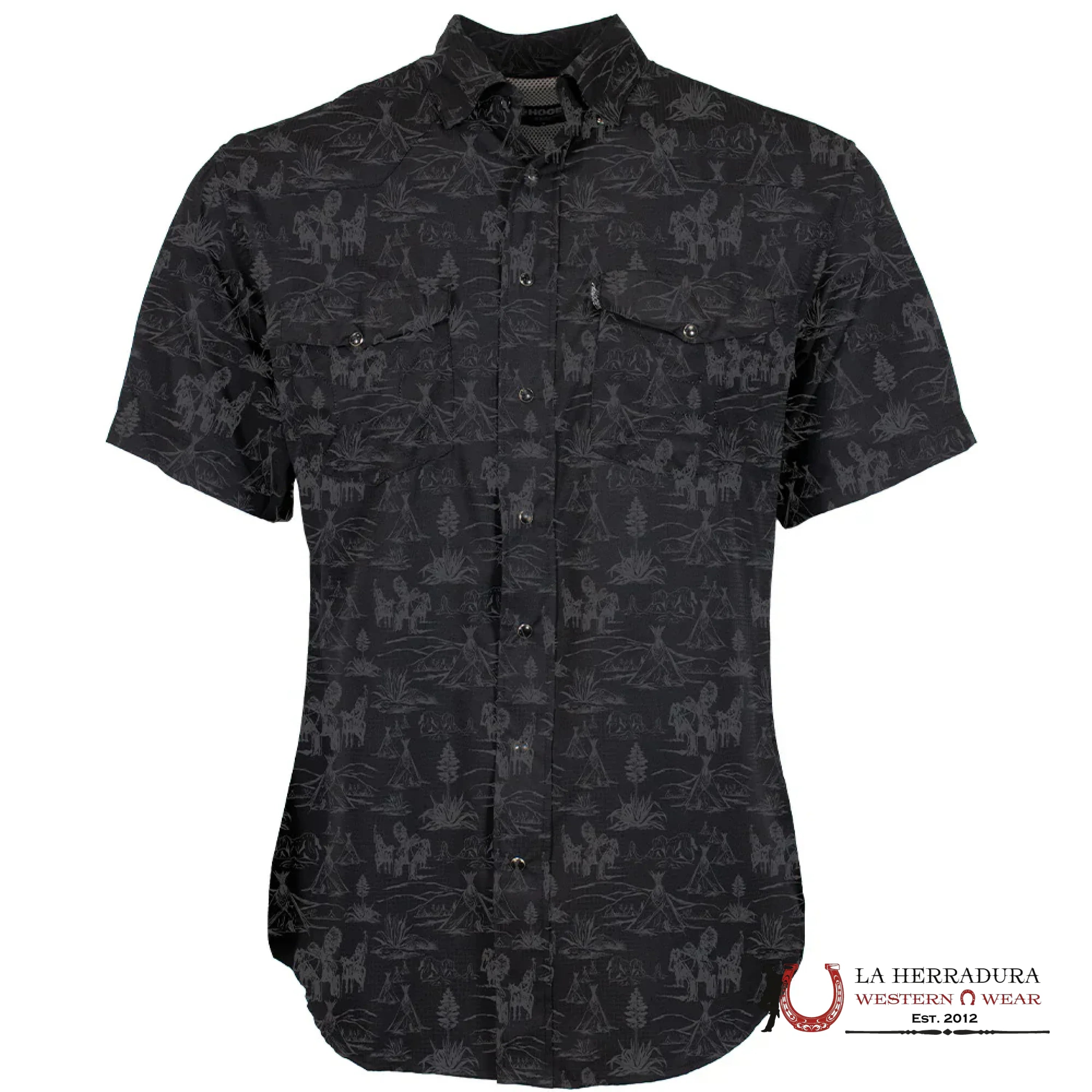 HOOEY Black/Steel Grey Comanche Pattern Short Sleeve ROPA HOMBRES