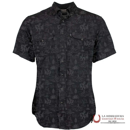HOOEY BLACK/STEEL GREY COMANCHE PATTERN SHORT SLEEVE HT1861BKPR