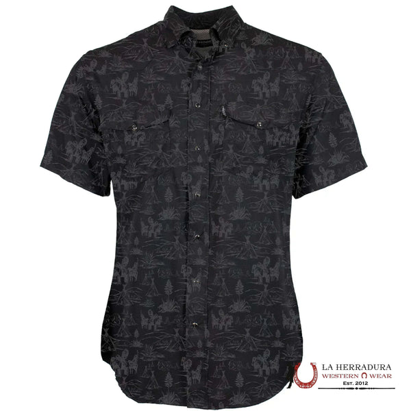 HOOEY BLACK/STEEL GREY COMANCHE PATTERN SHORT SLEEVE HT1861BKPR