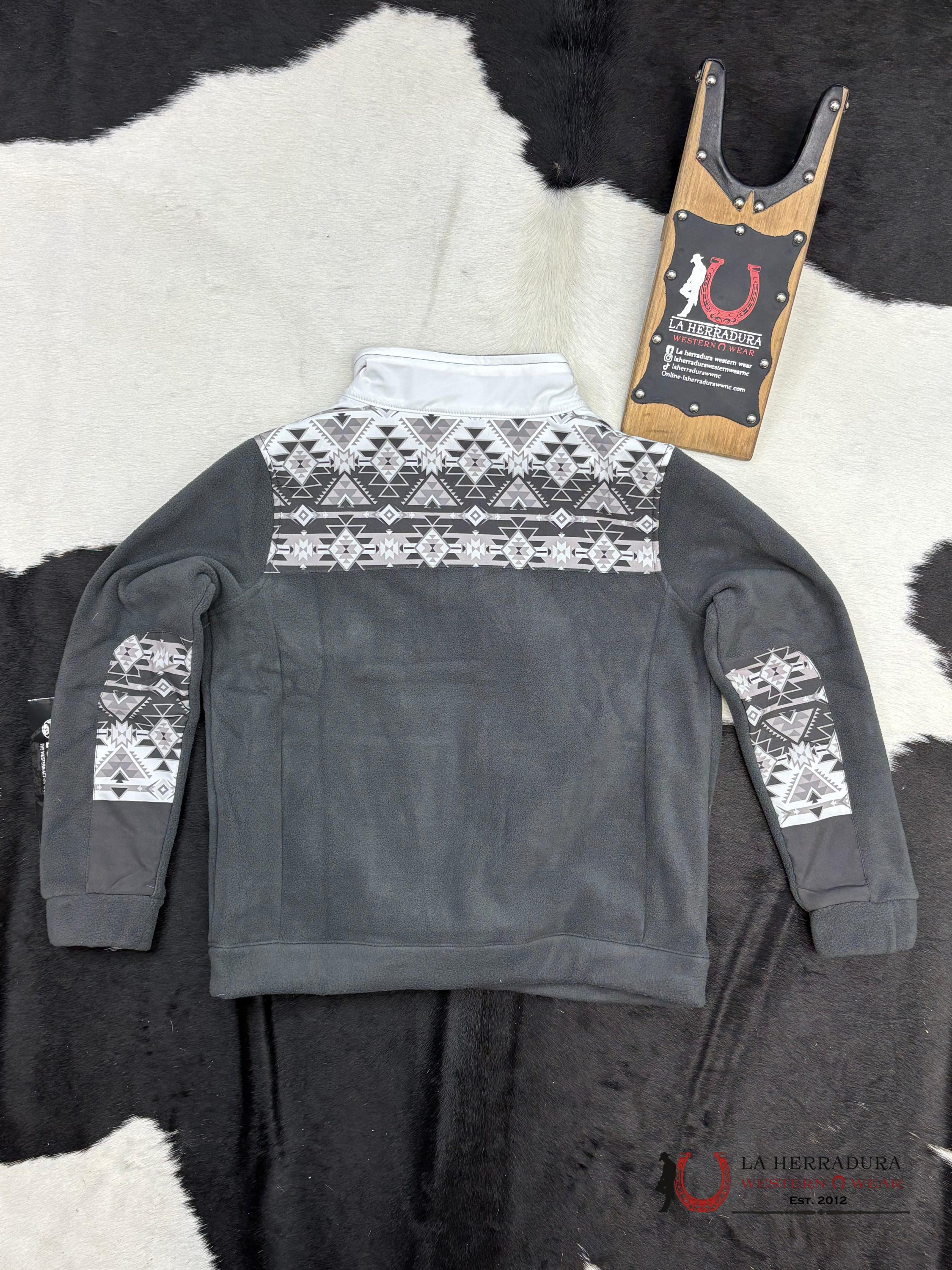 Hooey Boys Black/White Full Zip Tech Fleece Jacket Niños