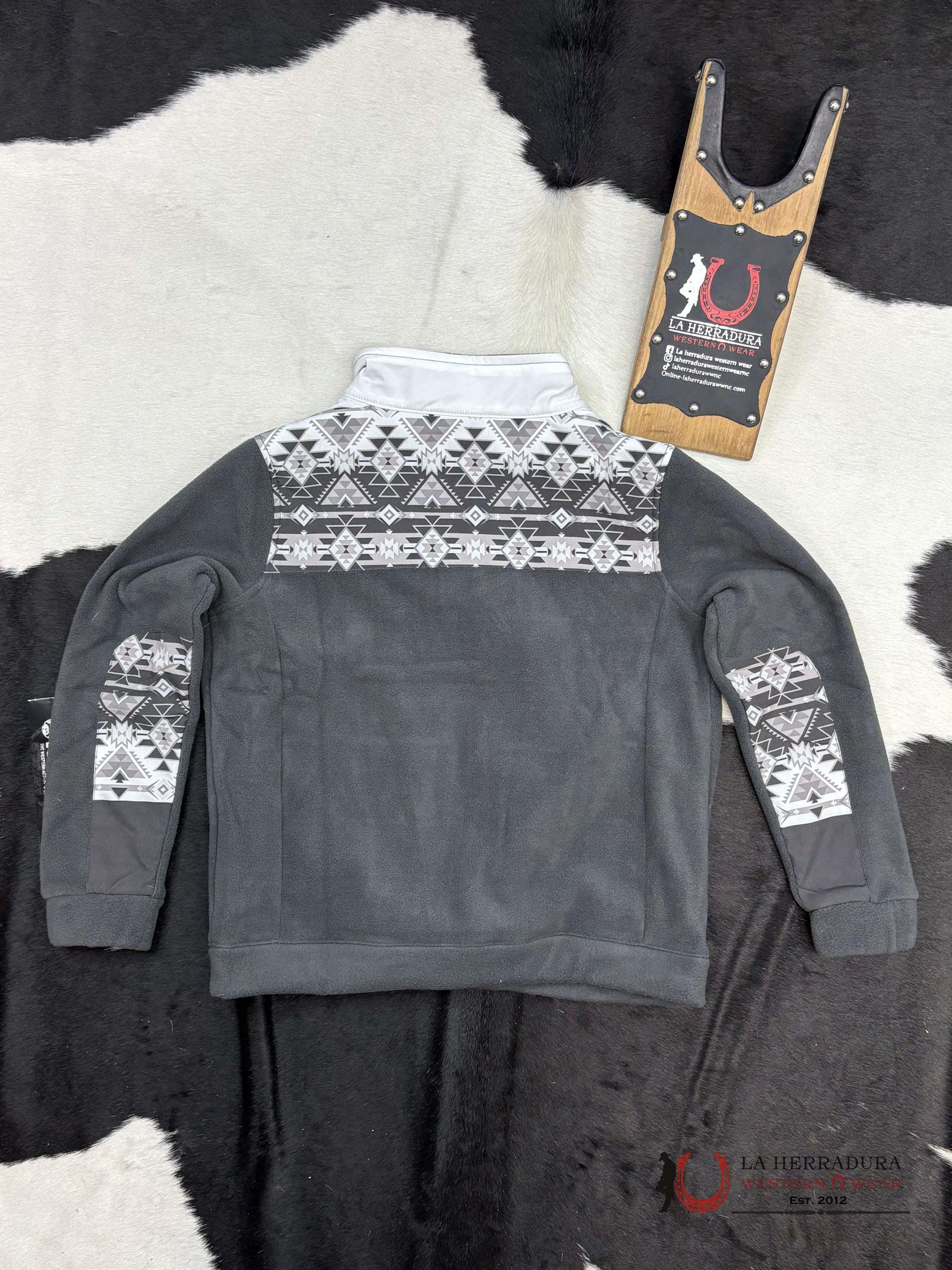 Hooey Boys Black/White Full Zip Tech Fleece Jacket Niños