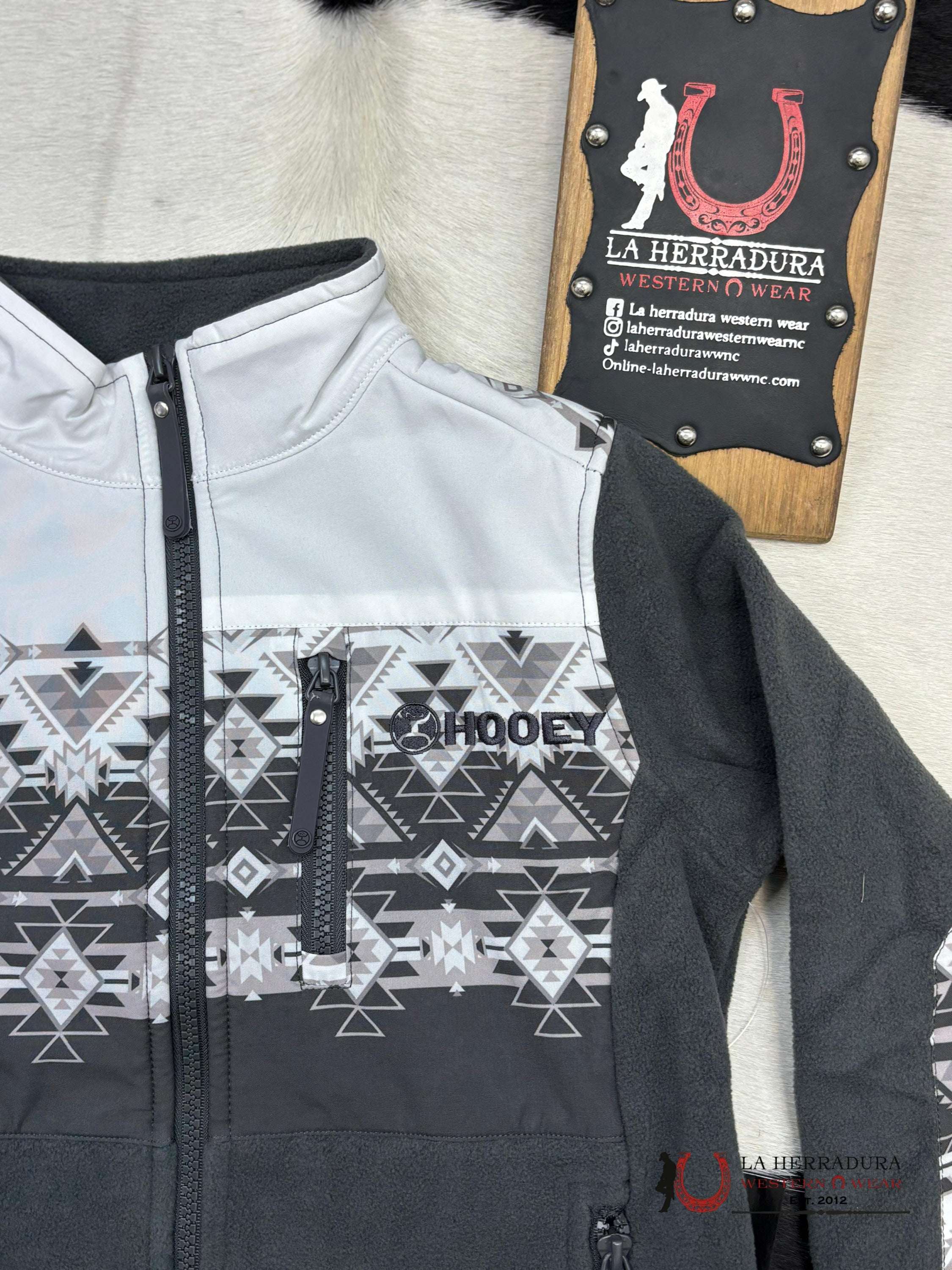 Hooey Boys Black/White Full Zip Tech Fleece Jacket Niños