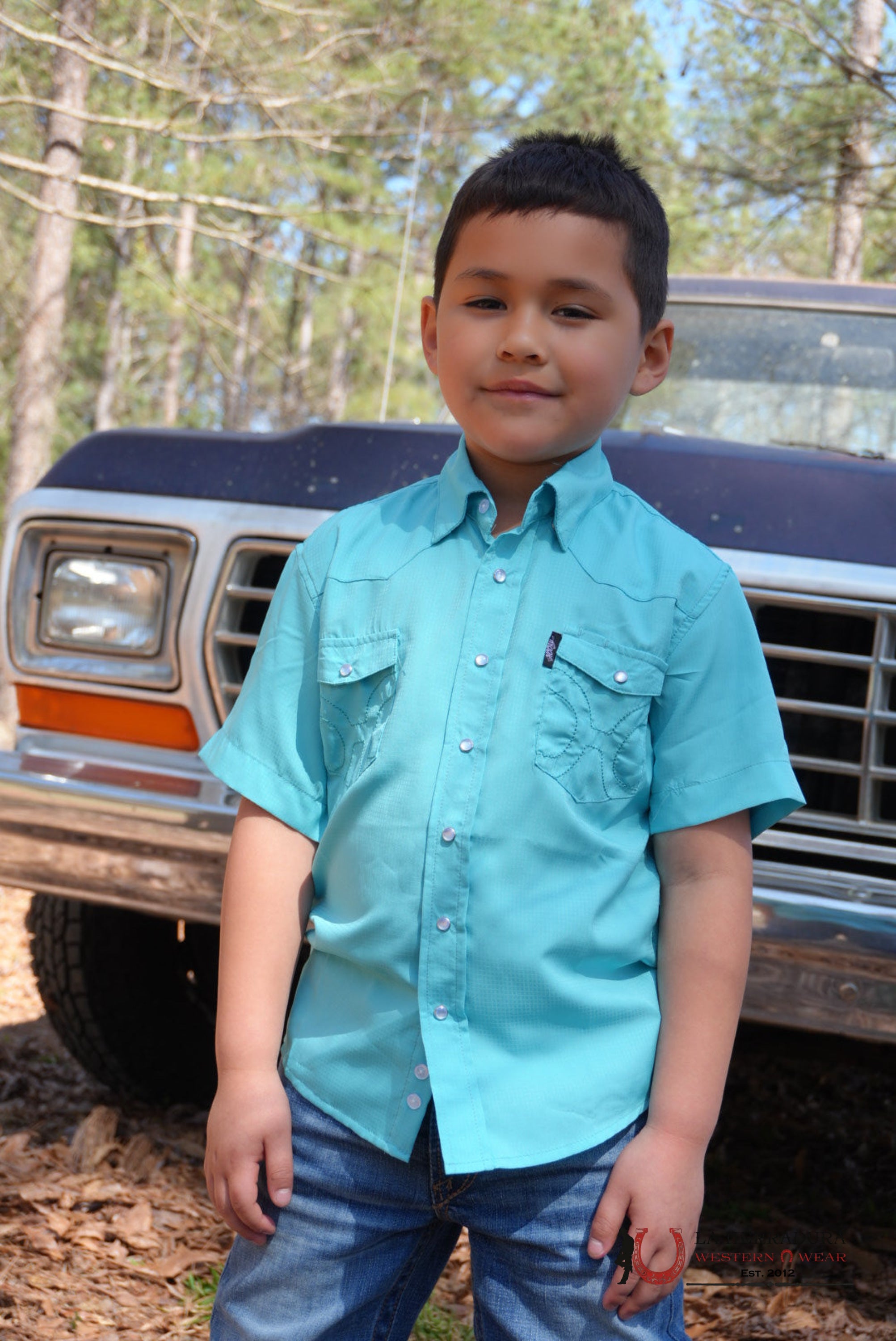 HOOEY BOYS BLUE CURACO SNAP SHORT SLEEVE NIÑOS