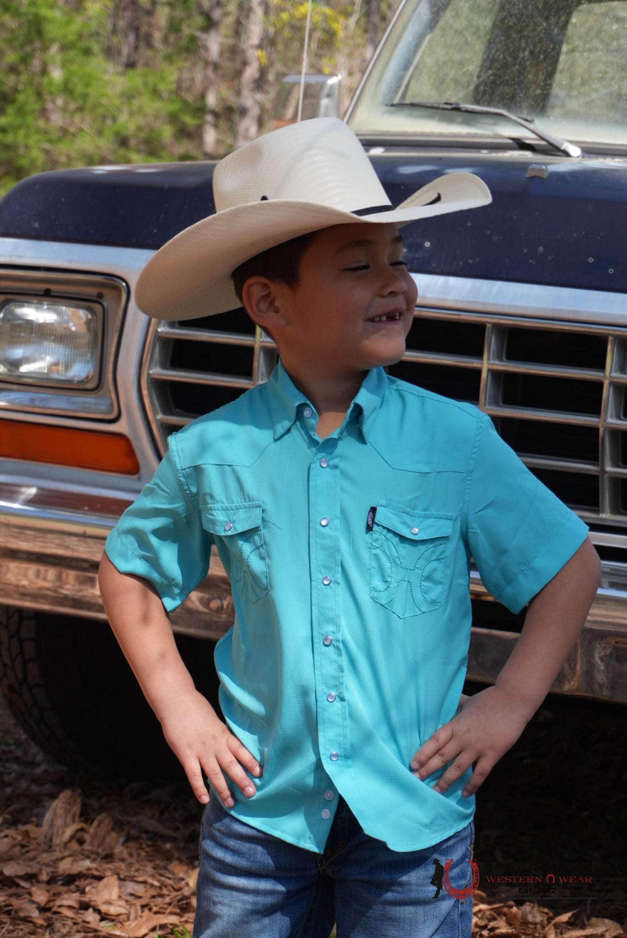 HOOEY BOYS BLUE CURACO SNAP SHORT SLEEVE NIÑOS