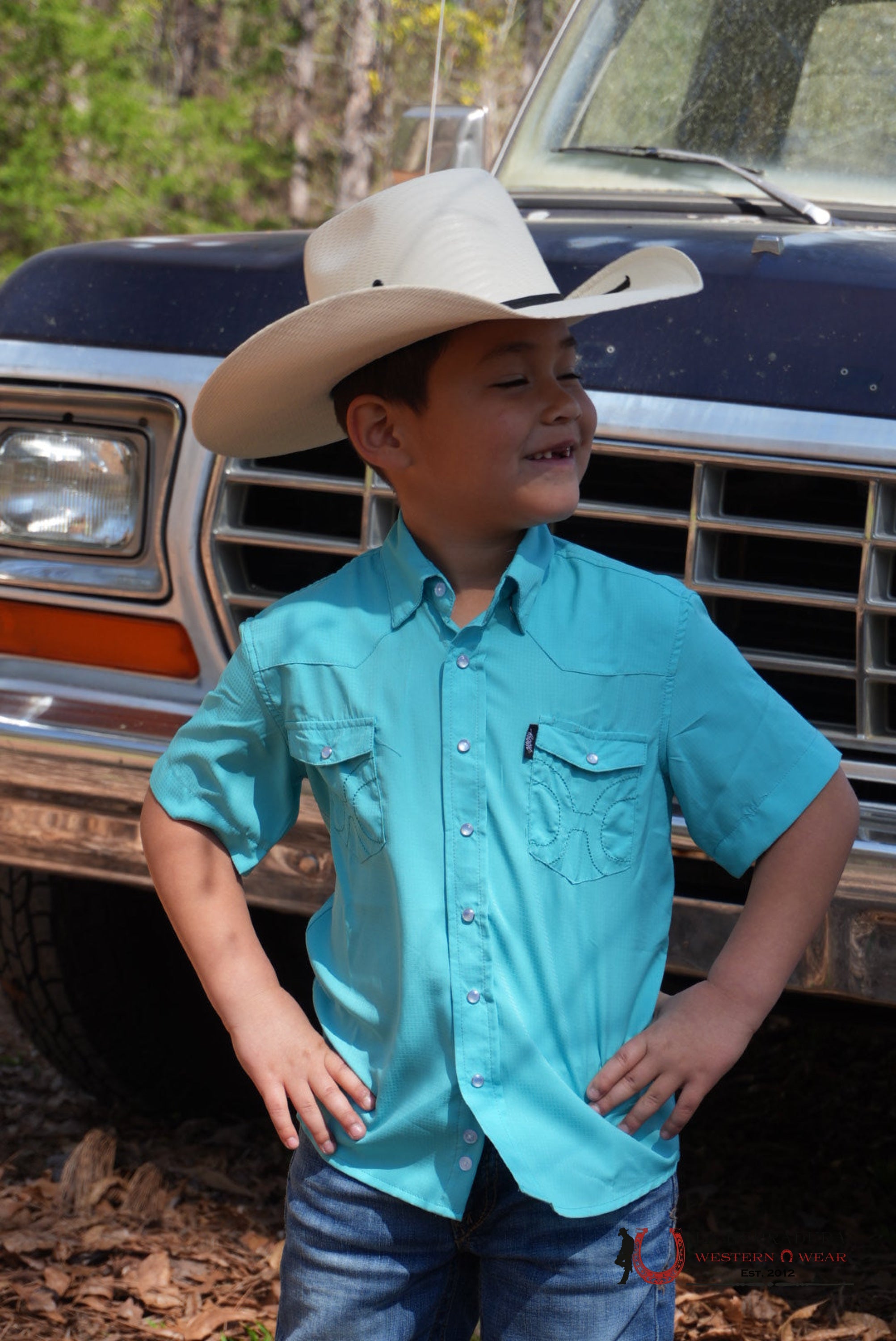 HOOEY BOYS BLUE CURACO SNAP SHORT SLEEVE NIÑOS