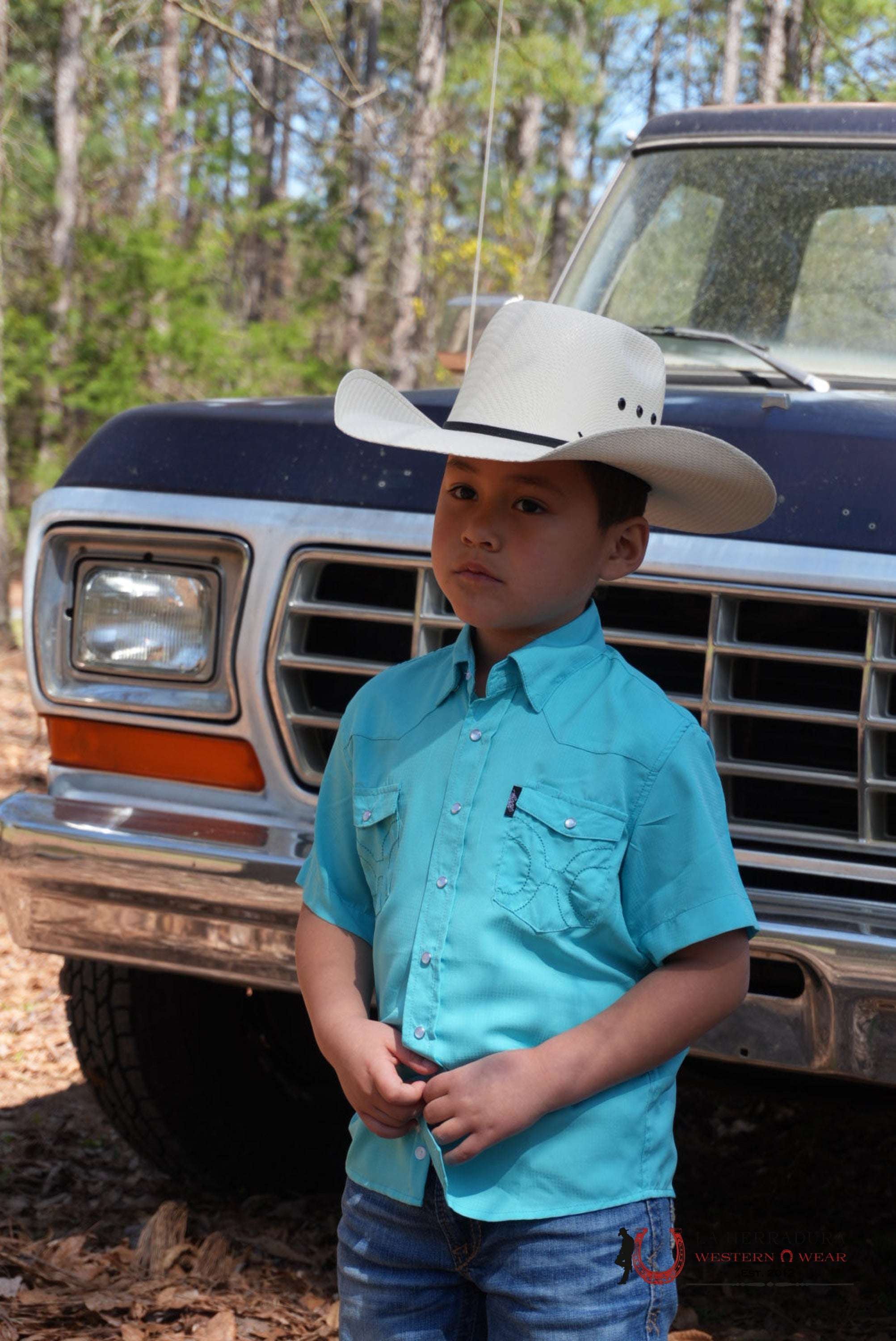 HOOEY BOYS BLUE CURACO SNAP SHORT SLEEVE NIÑOS