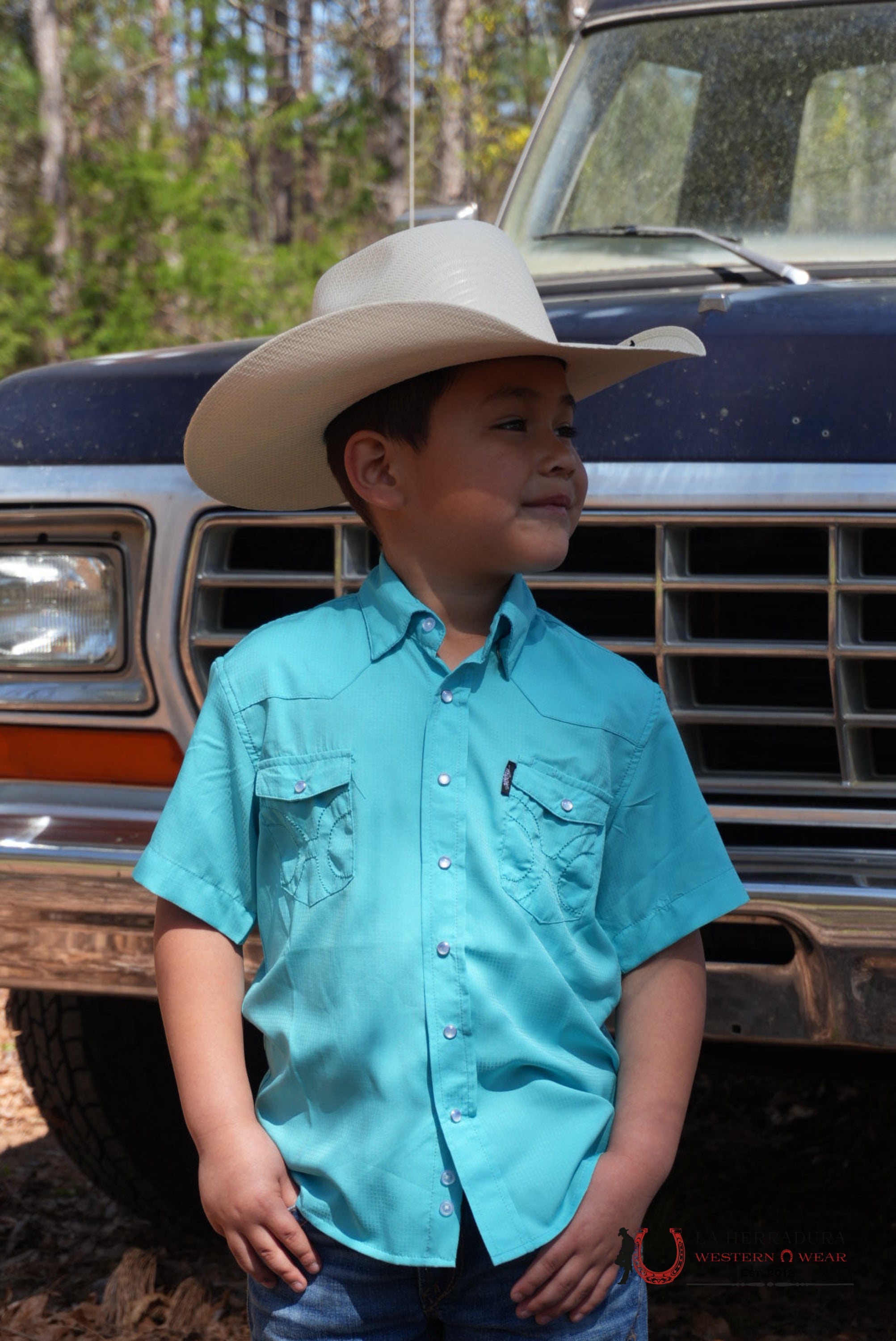 HOOEY BOYS BLUE CURACO SNAP SHORT SLEEVE NIÑOS