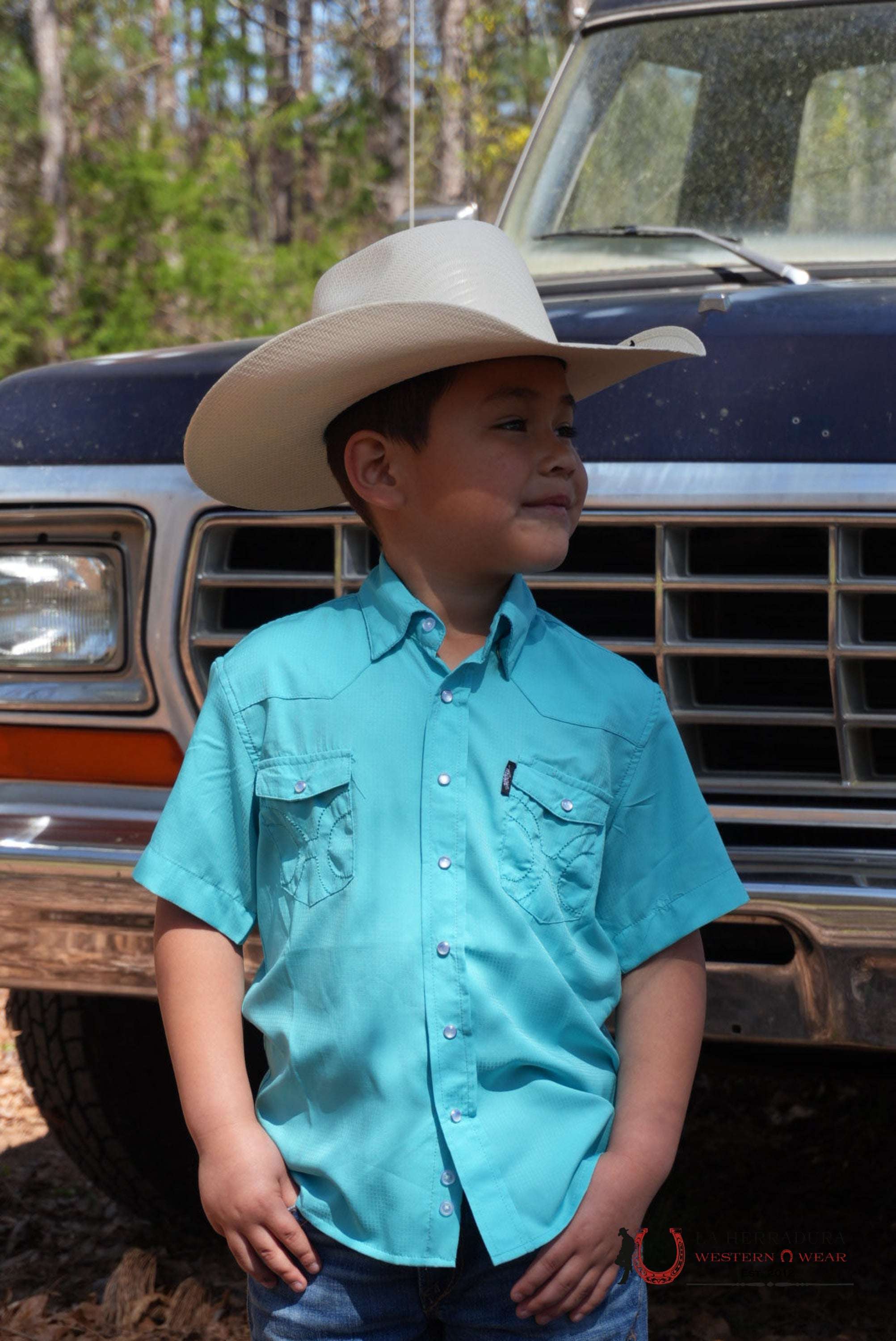 HOOEY BOYS BLUE CURACO SNAP SHORT SLEEVE NIÑOS