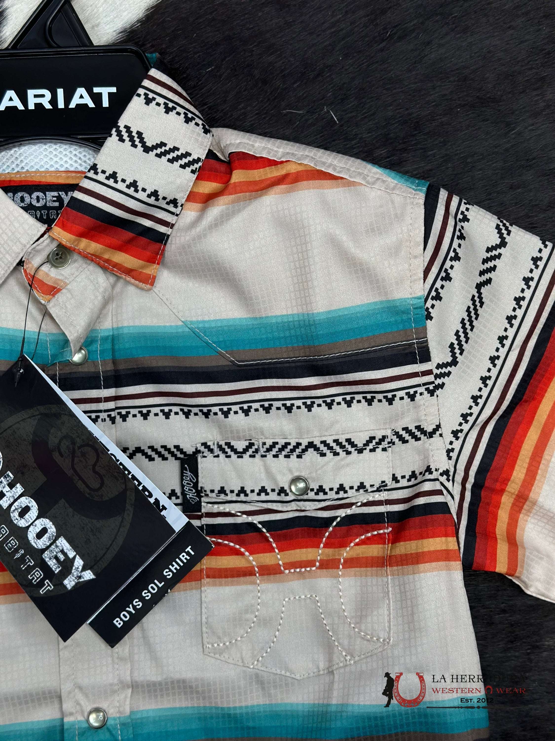 Hooey Boys Cream Serape Snap Short Sleeve Niños