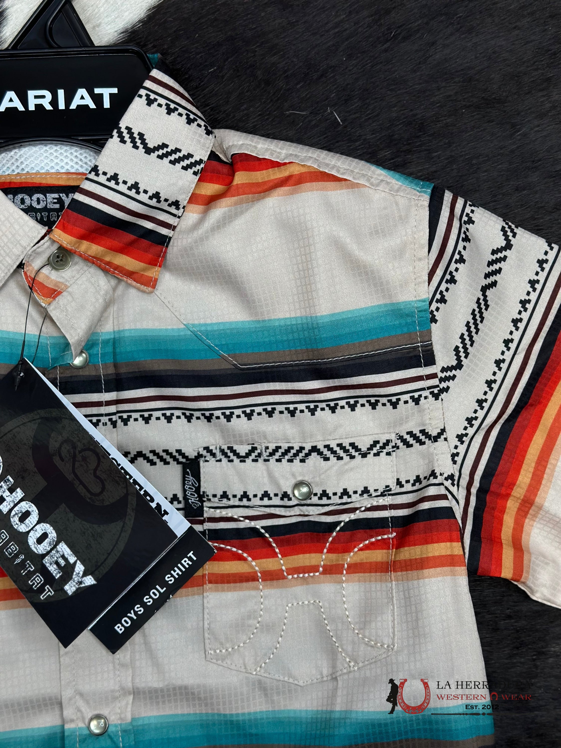 Hooey Boys Cream Serape Snap Short Sleeve Niños