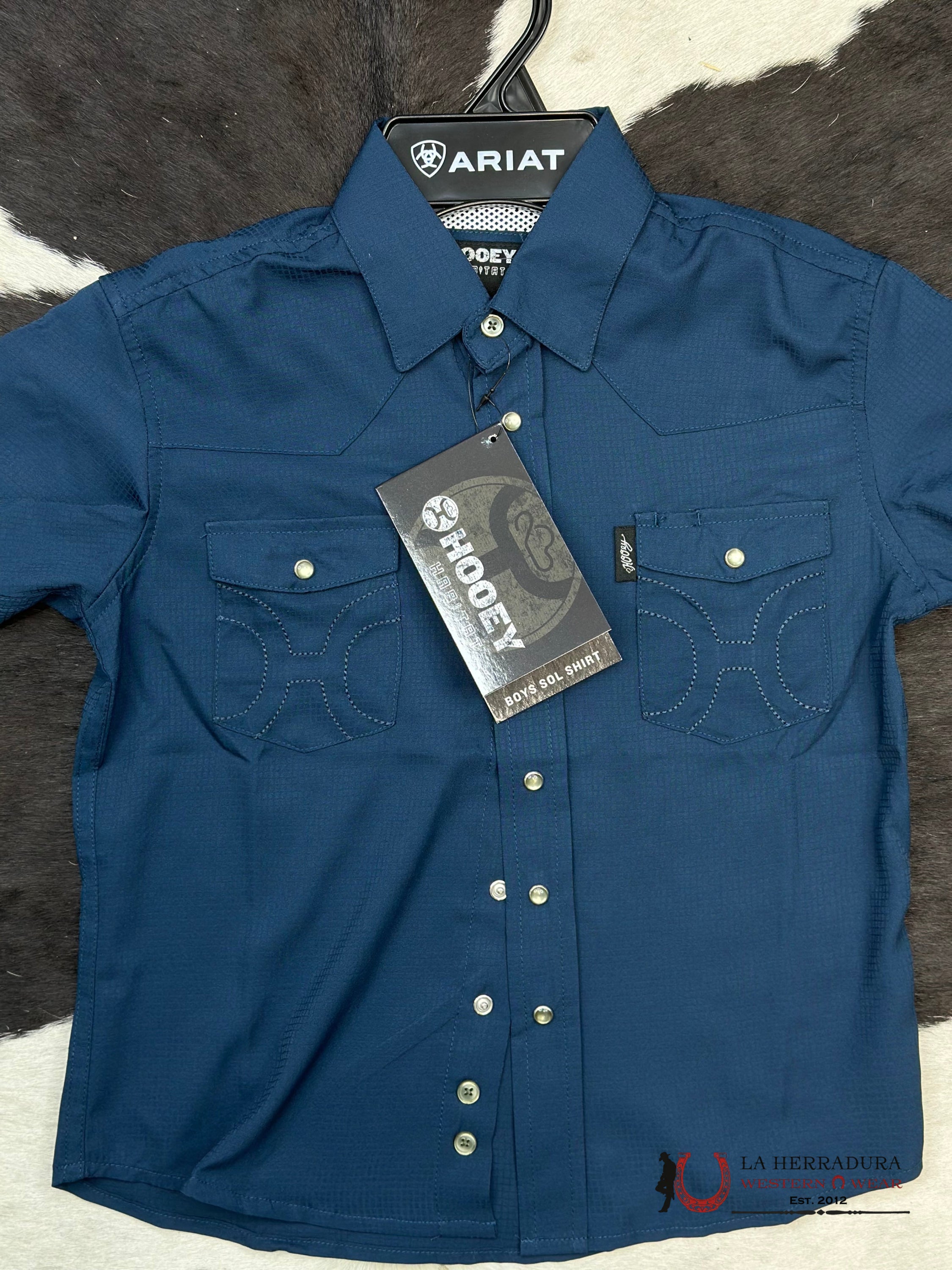 Hooey Boys Navy Snap Short Sleeve Niños