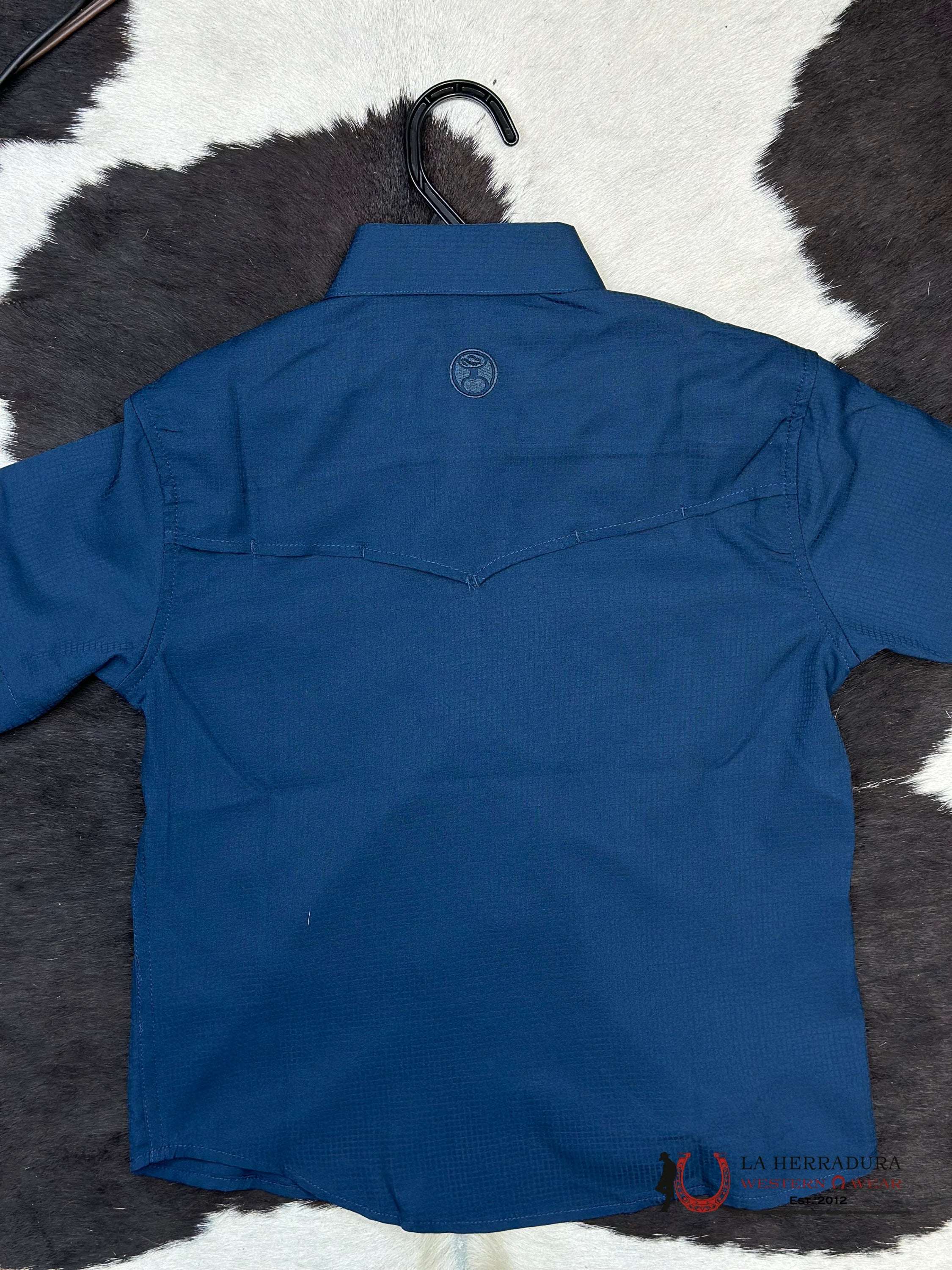Hooey Boys Navy Snap Short Sleeve Niños