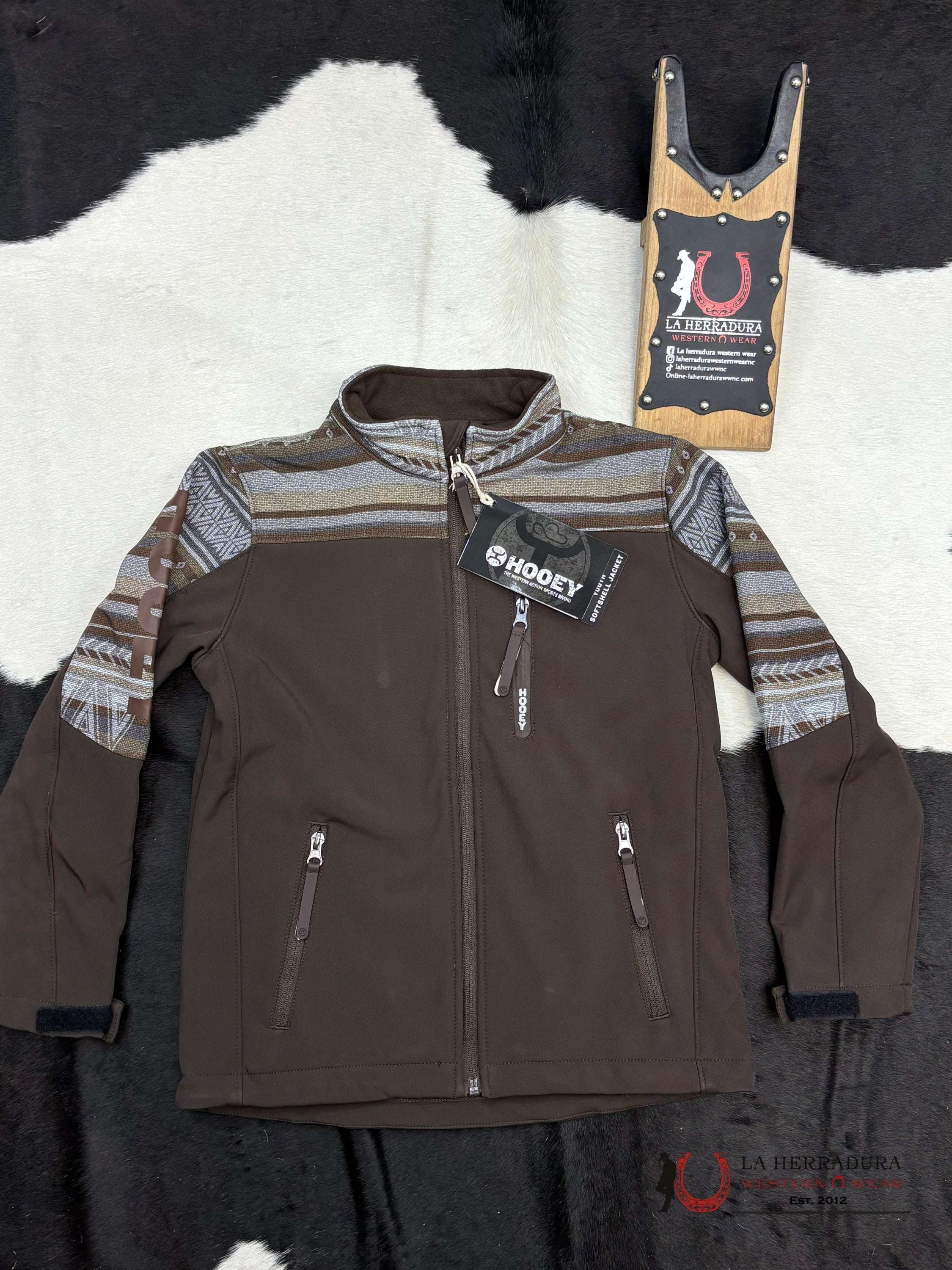 Hooey Boys Softshell Brown Full Zip Jacket Niños